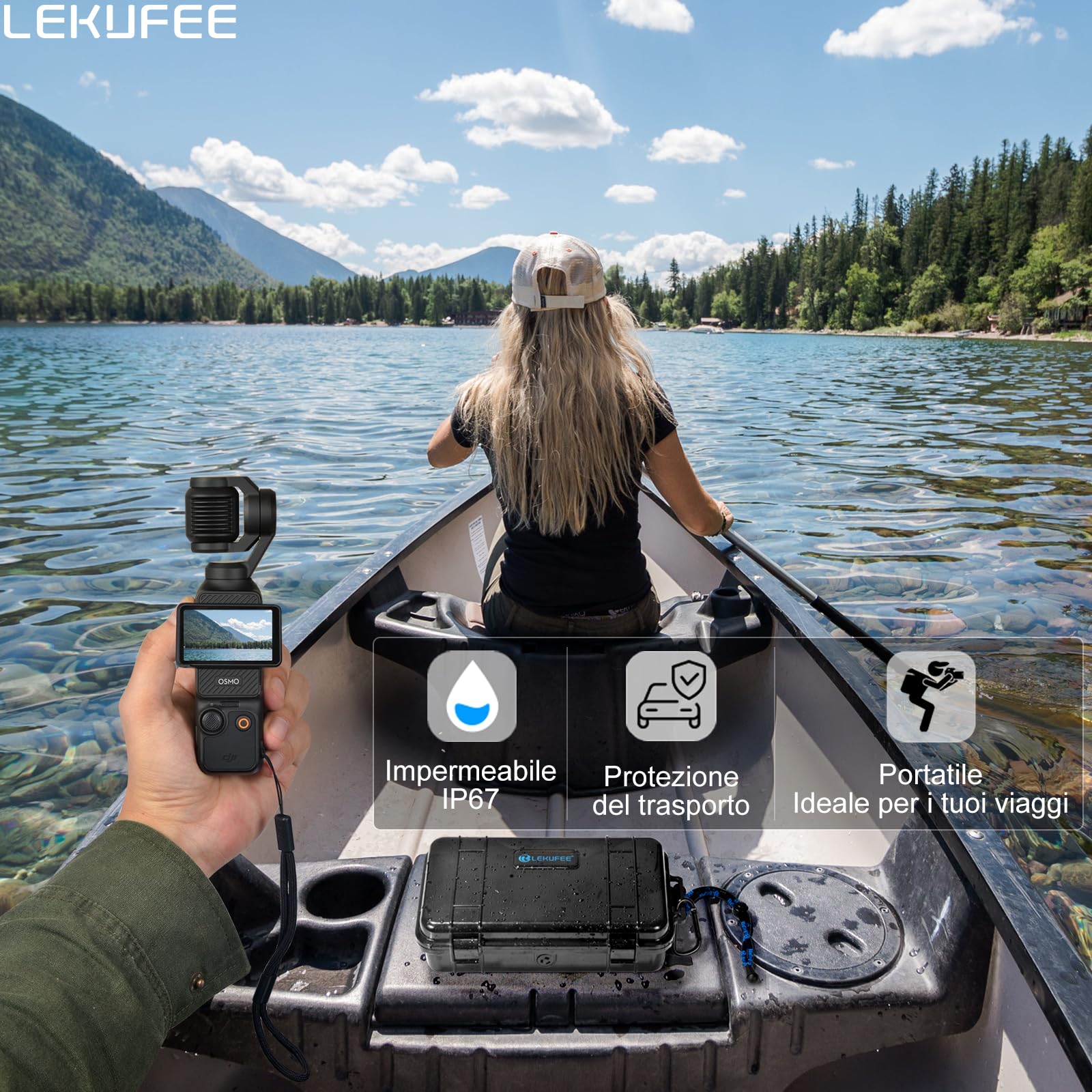 LEKUFEE Custodia Rigida Impermeabile per DJI Osmo Pocket 4, DJI Pocket 3,Combo Standard, Combo Creator, Combo Essential e Accessori (Solo borsa)