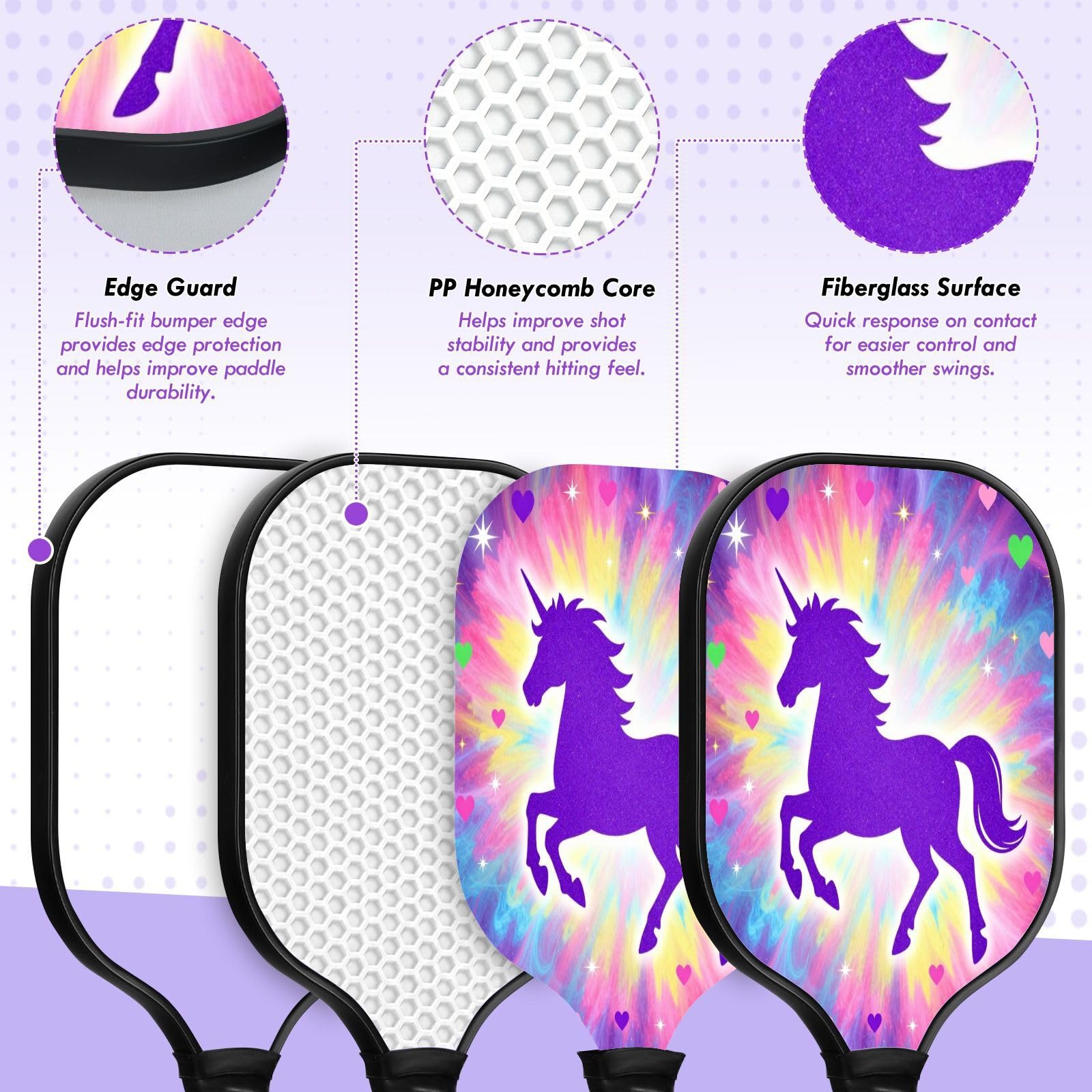 Cosmic Purple Equine Art Spin & Power - Paletas de pickleball