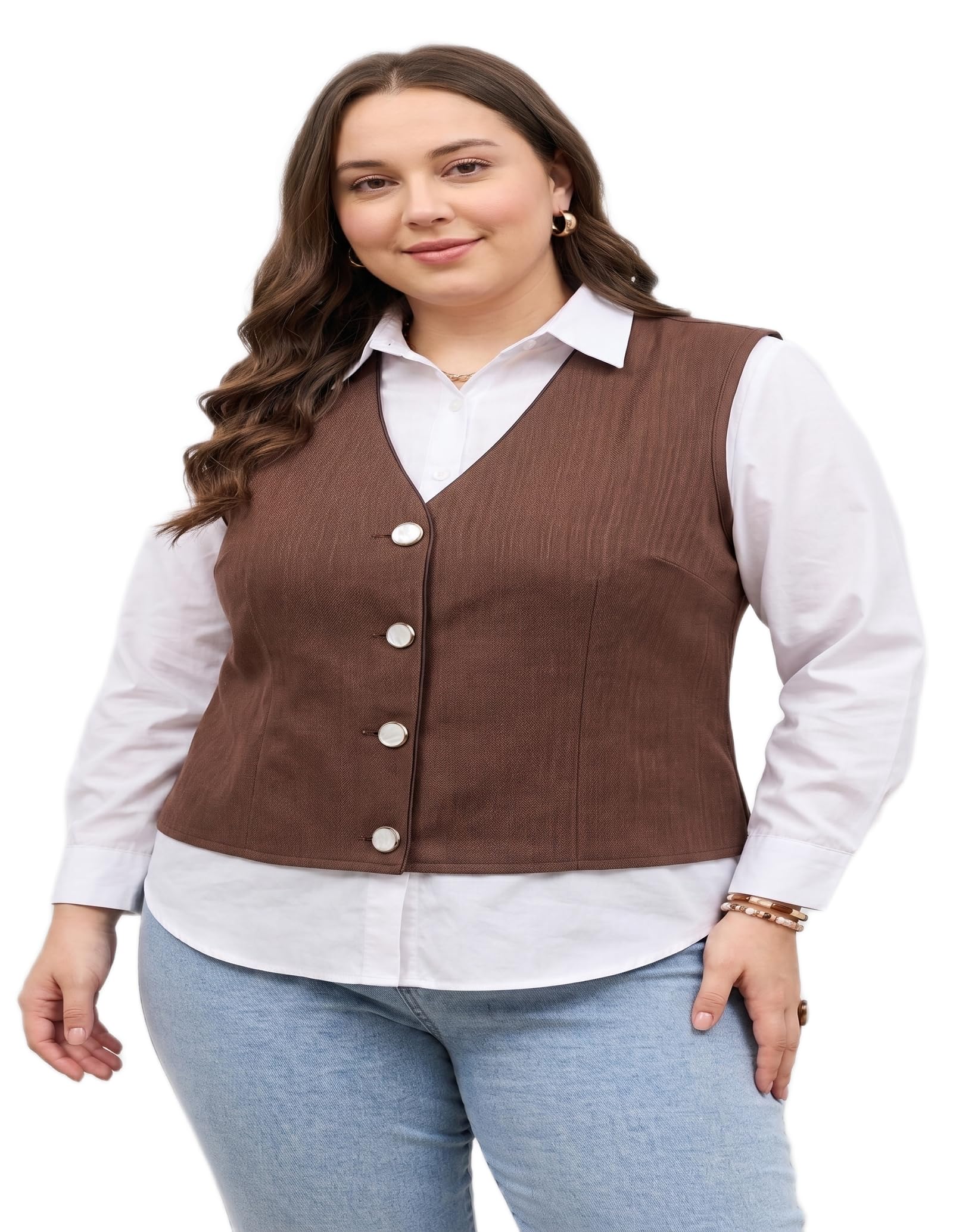 Women's Elegant Sleeveless Blazer Vest Office Wear Tailored Waistcoat-image-34