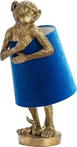 Miniatura 8 de Crestview Collection Lámpara de mesa Monkey  Bonita lámpara de resina dorada, lámpara de escritorio retro rústica Art Deco con pantalla de