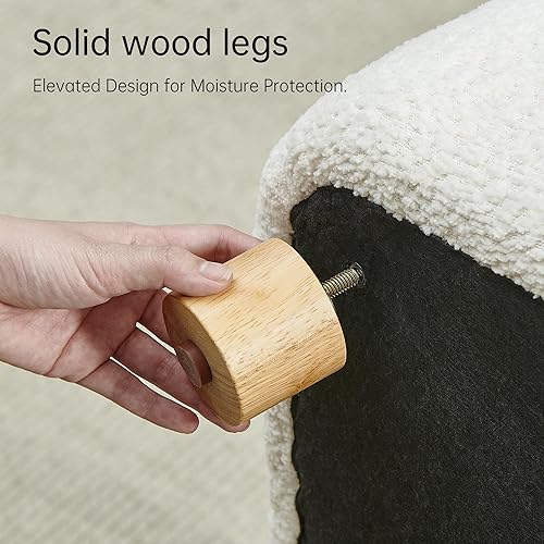Miniatura 5 de Moderno sofá curvado Sherpa Boucle de 3 plazas, cómodo sofá nube con patas de madera y almohadas, sofás minimalistas para sala de estar,