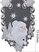 Vista 5 de Simhomsen Camino de mesa bordado de muñeco de nieve gris para decoraciones navideñas (13 x 69 pulgadas)
