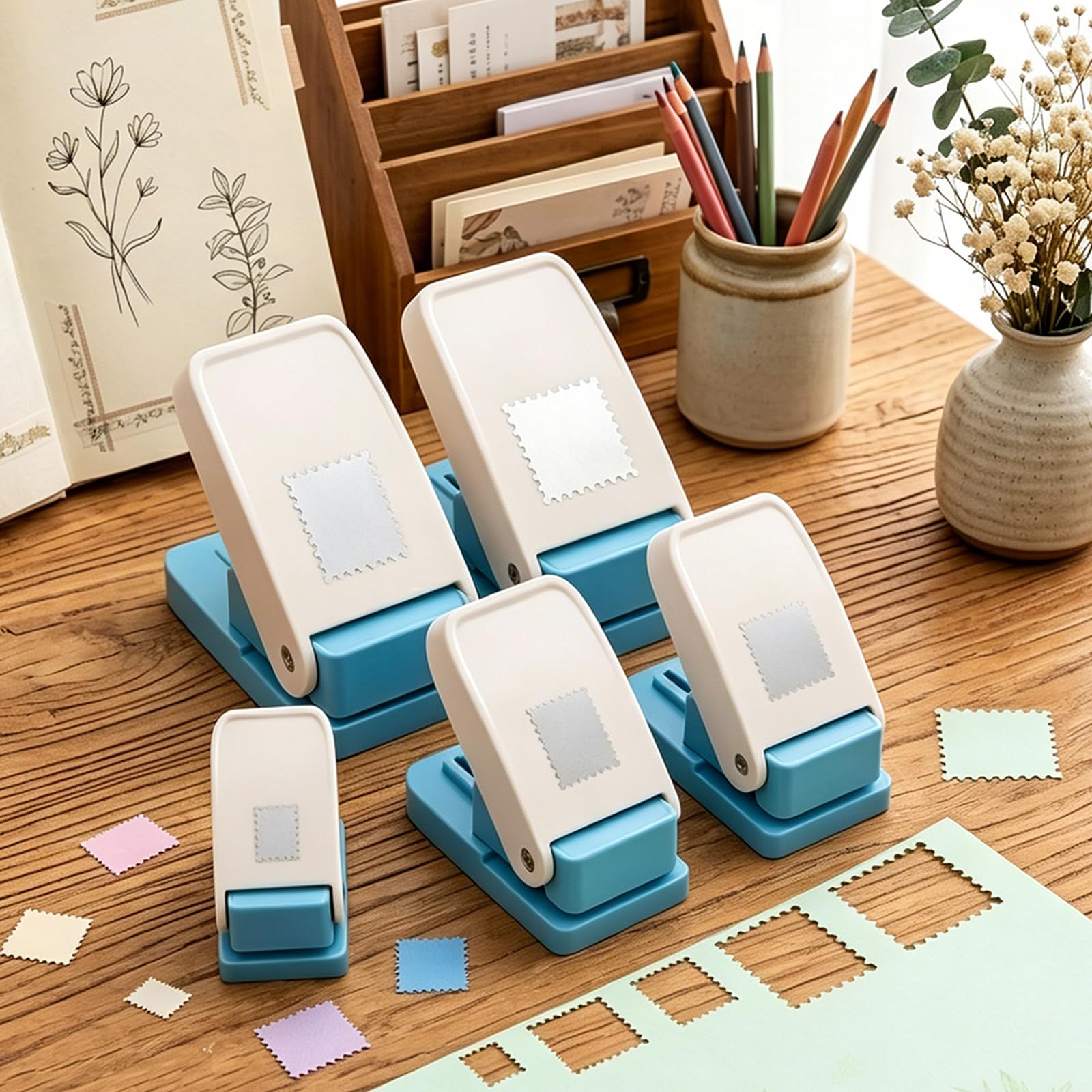 BAOFALI 5 szt. / zestaw stempli, 1,5 x 1,3 cm, 1 x 0,8 cala, 3,8 x 3,0 cm, 2,5 cm, 3,8 cm, dźwignia, dziurkacz do papieru, do majsterkowania, scrapbookingu, rękodzieła, 5 szt