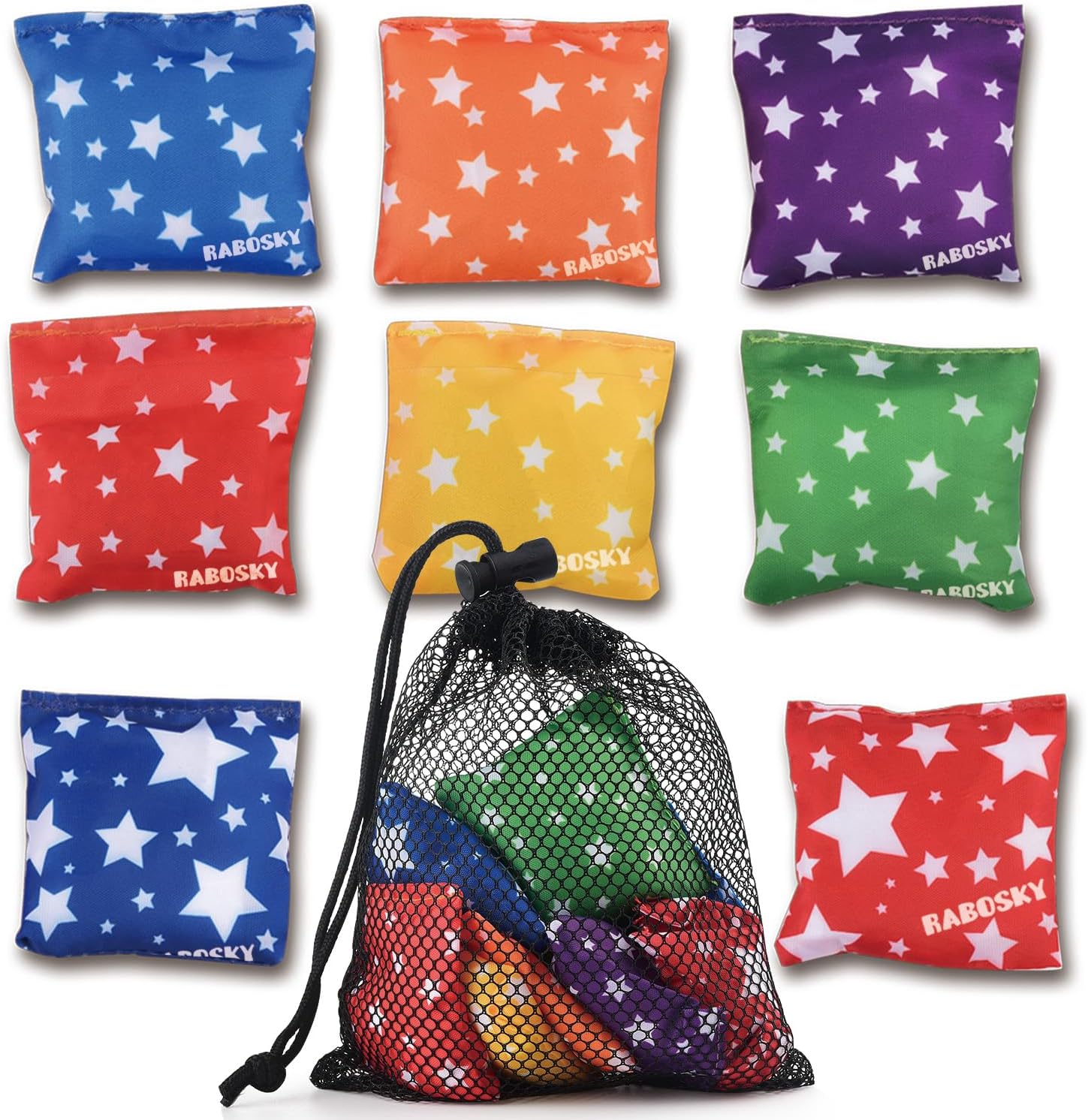 RaboSky Small Bean Bags for Kids Tossing, Mini Beanbags Toss Toy for Toddler Preschool Prek Daycare Supplies Classroom Circle Time Home Schooling Indoor Outdoor Backyard Activities Cornhole Game