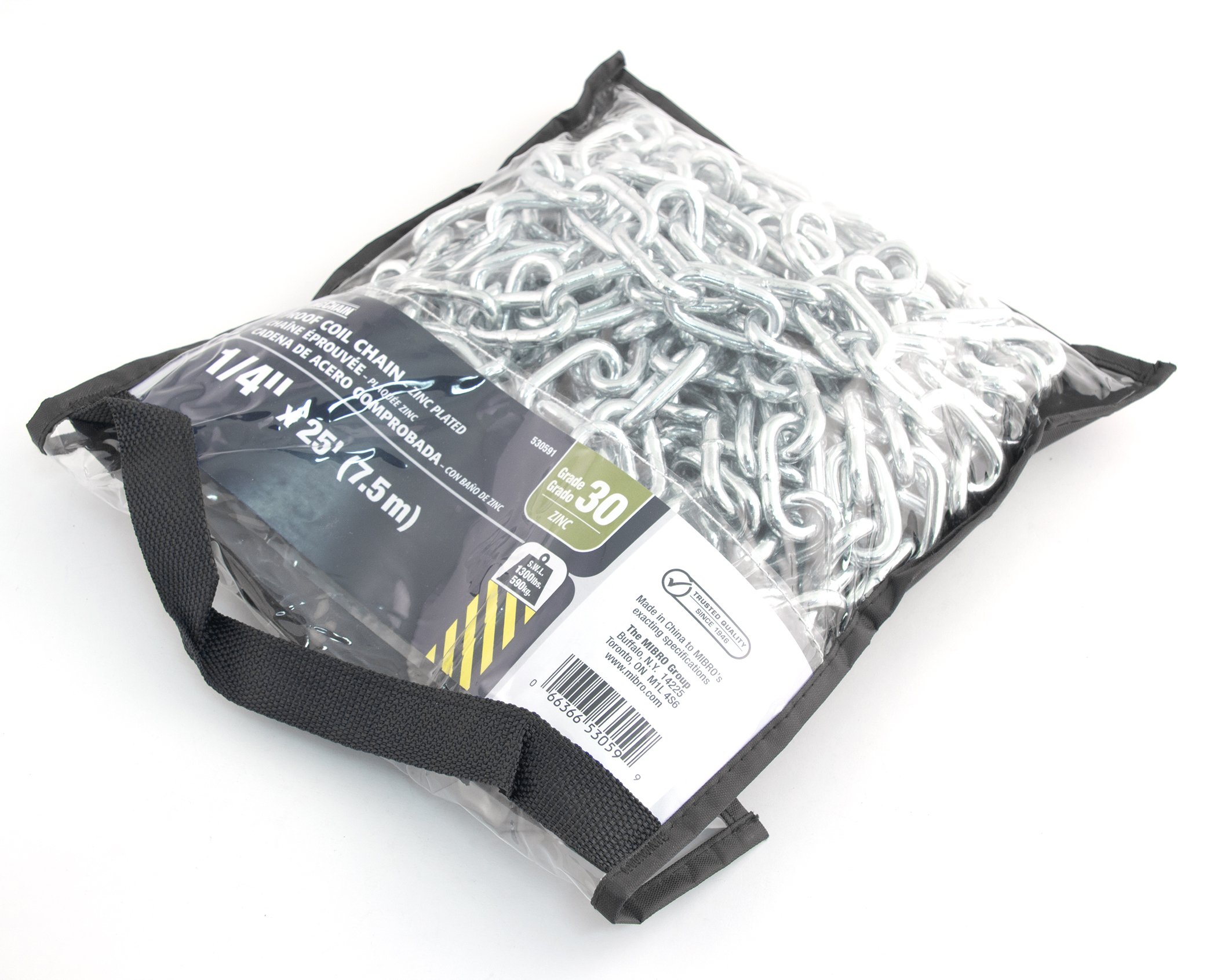 KingChain 530591 Cadena de bobina a prueba de grado 30 de 1/4 pulgadas x 25 pies