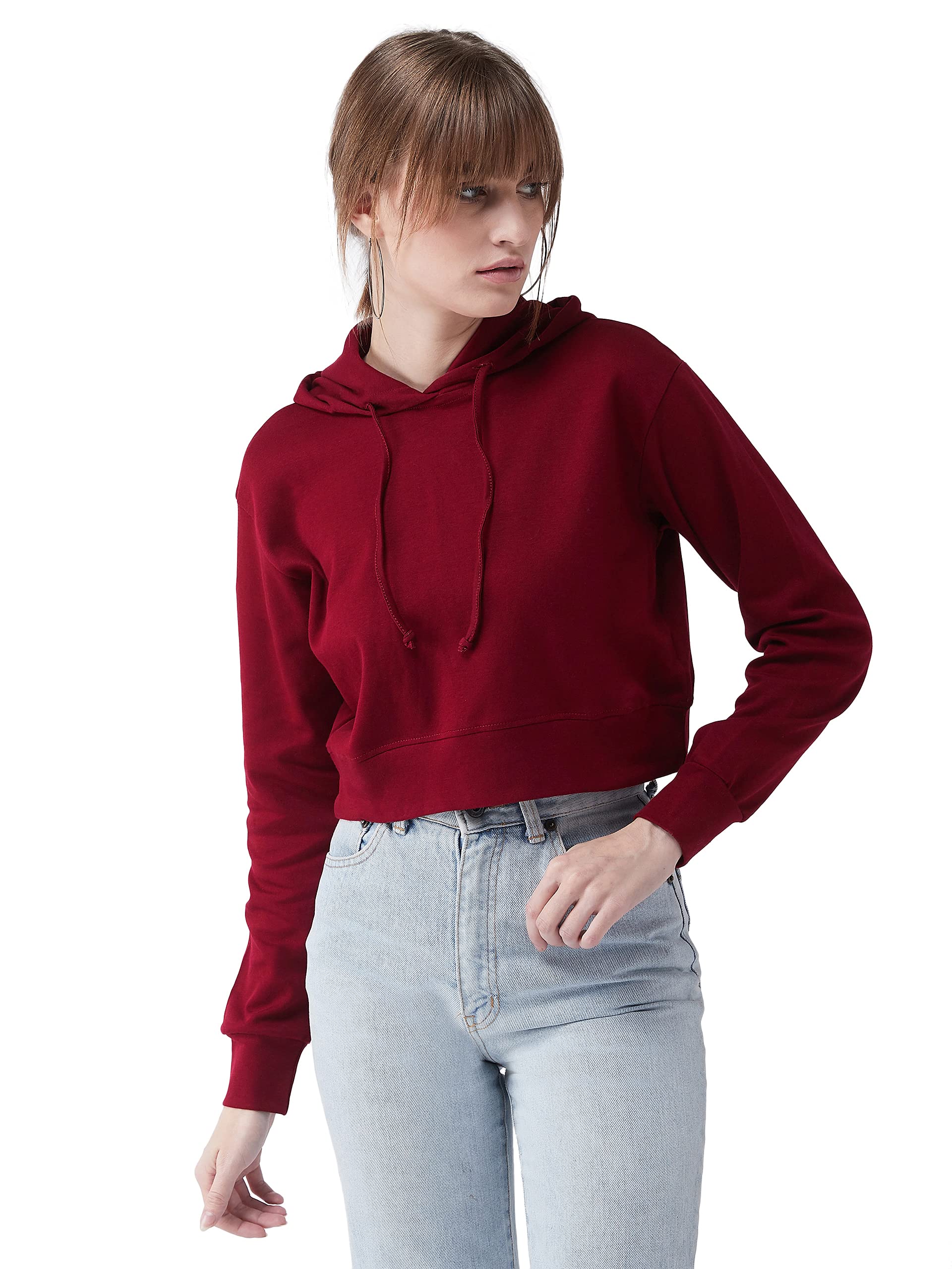miss chase Women's Cotton Hooded Crop Sweatshirt-picture-18