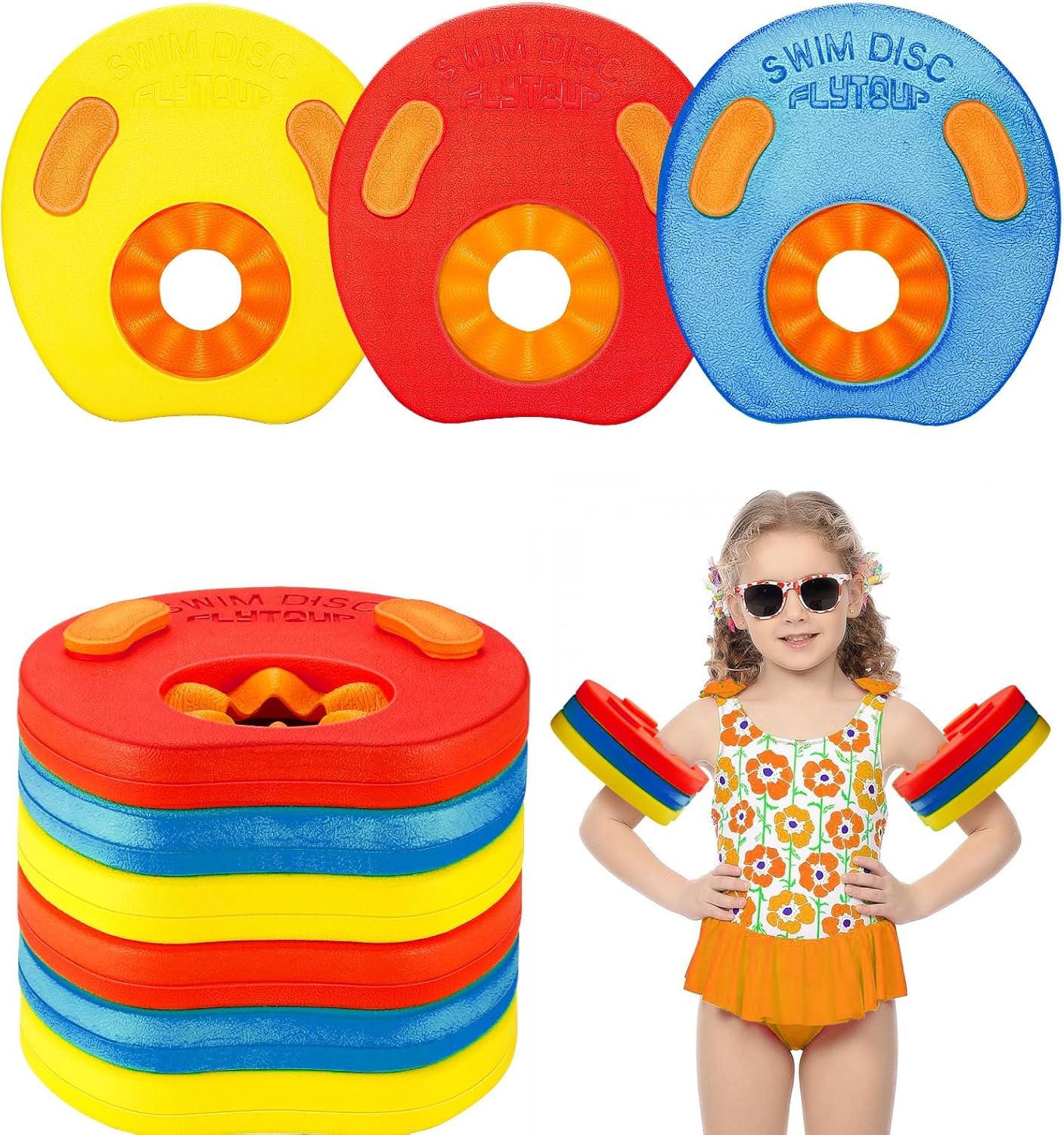 Manguitos Evolutivos Discos para Bebés Y Niños - Manguitos De Natación Seguros Y Ajustables, Ideales para Aprender A Nadar - Hechos De Goma Eva para Mayor Flotabilidad