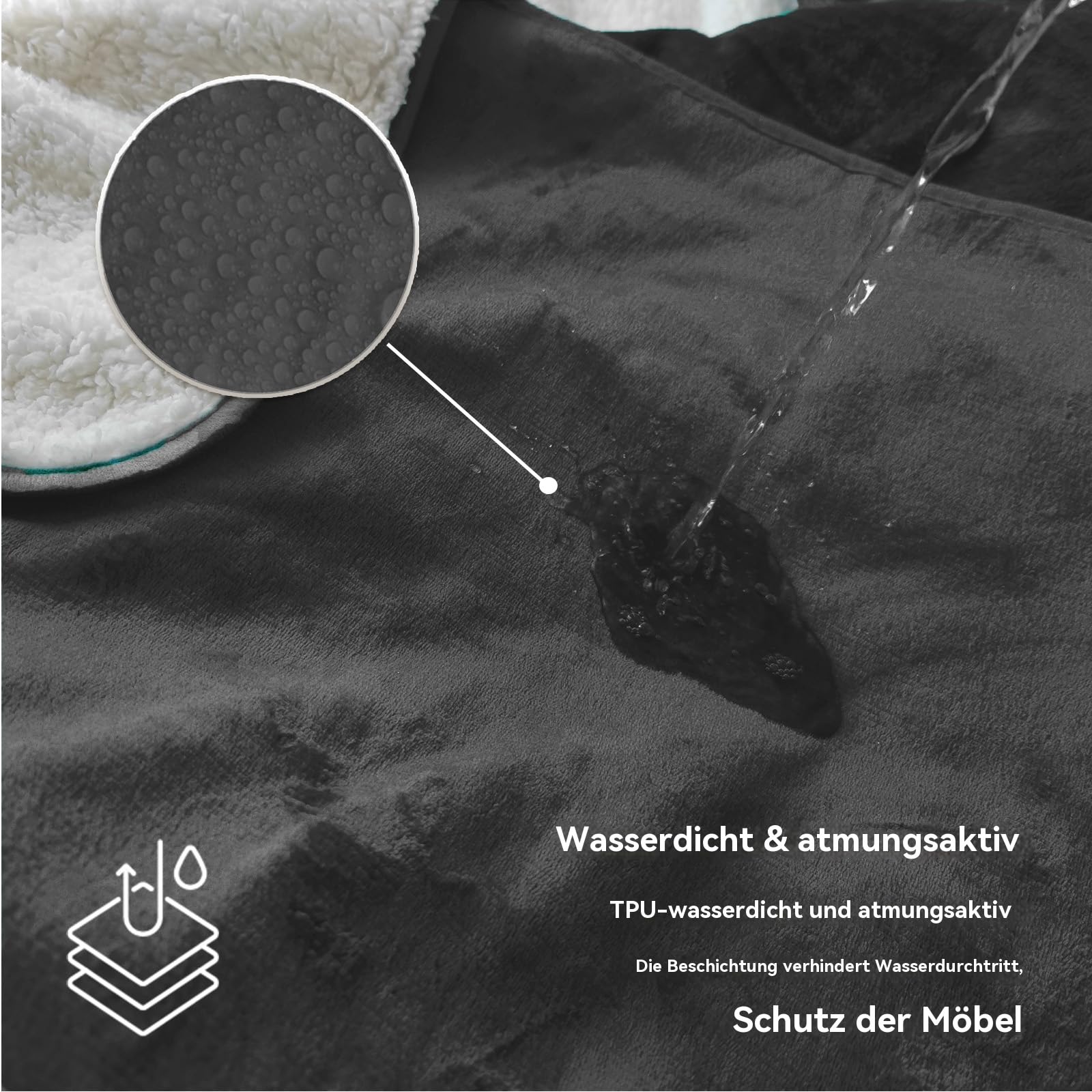 wasserdichte Queen Size Decken 200x230cm, wasserdichte Bettdecke Für Paare Erwachsene, Wasserdicht Reversible Matratze große Größe für Twin, Queen, King Beds(Grey)