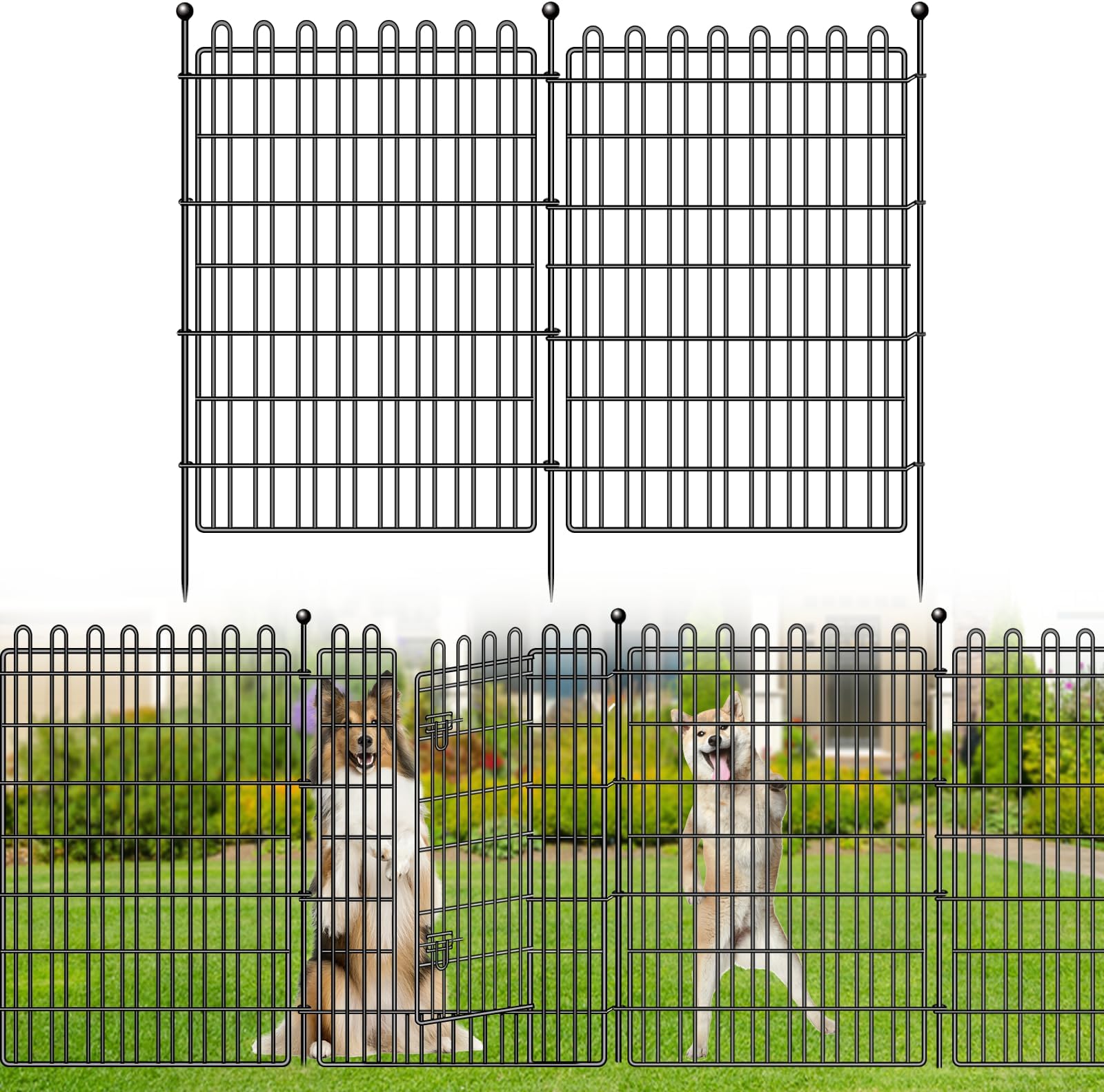 20 Panels No Dig Decorative Garden Fence with Gate for Yard, 40 in(H) X 47.2 ft(L) Animal Barrier Fencing for Outdoor Dog, Metal Portable Garden Fences for Borders, Pets, Landscape, Temporary Fence
