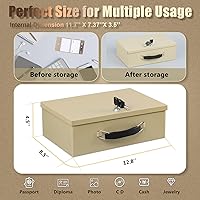 Vista 3 de xydled Caja fuerte resistente al fuego con cerradura de llave para almacenamiento de seguridad de objetos de valor, 12.8 x 8.5 x 4.5 pulgadas, arena