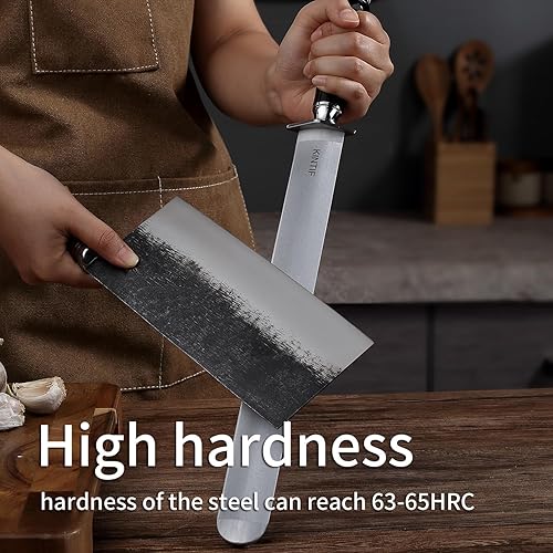 Miniatura 3 de Varilla de afilar de acero de alta resistencia de 12 pulgadas, alta dureza, corte fino, ideal para cuchillos de carnicero y cuchillos de chef,