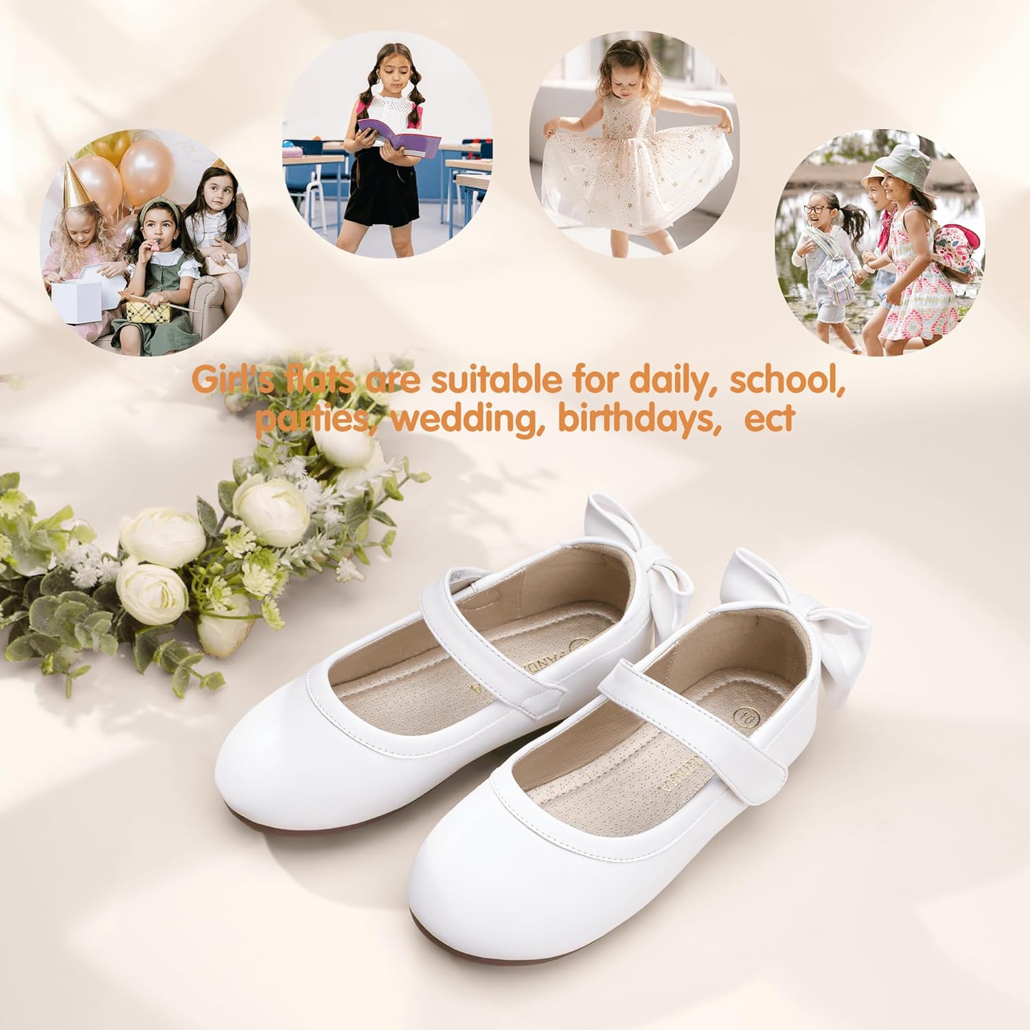 PANDANINJIA Toddler/Little Kid Girl's Angela Dress Mary Jane Ballet Flats Bow Flower Girl Wedding Party Ballerina Flat Shoes - Image 5