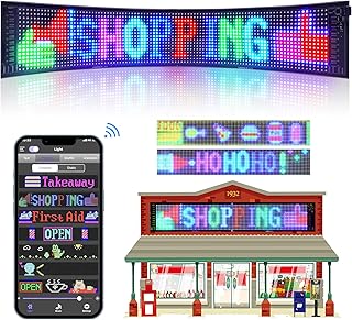 Programmable Led Sign, Scrolling Message Led Shop Signs Flexible Digital Display Board, App Control Led Matrix Panel, DIY Custom Text Graffiti Animation for Store Car Bar Hotel Advertising