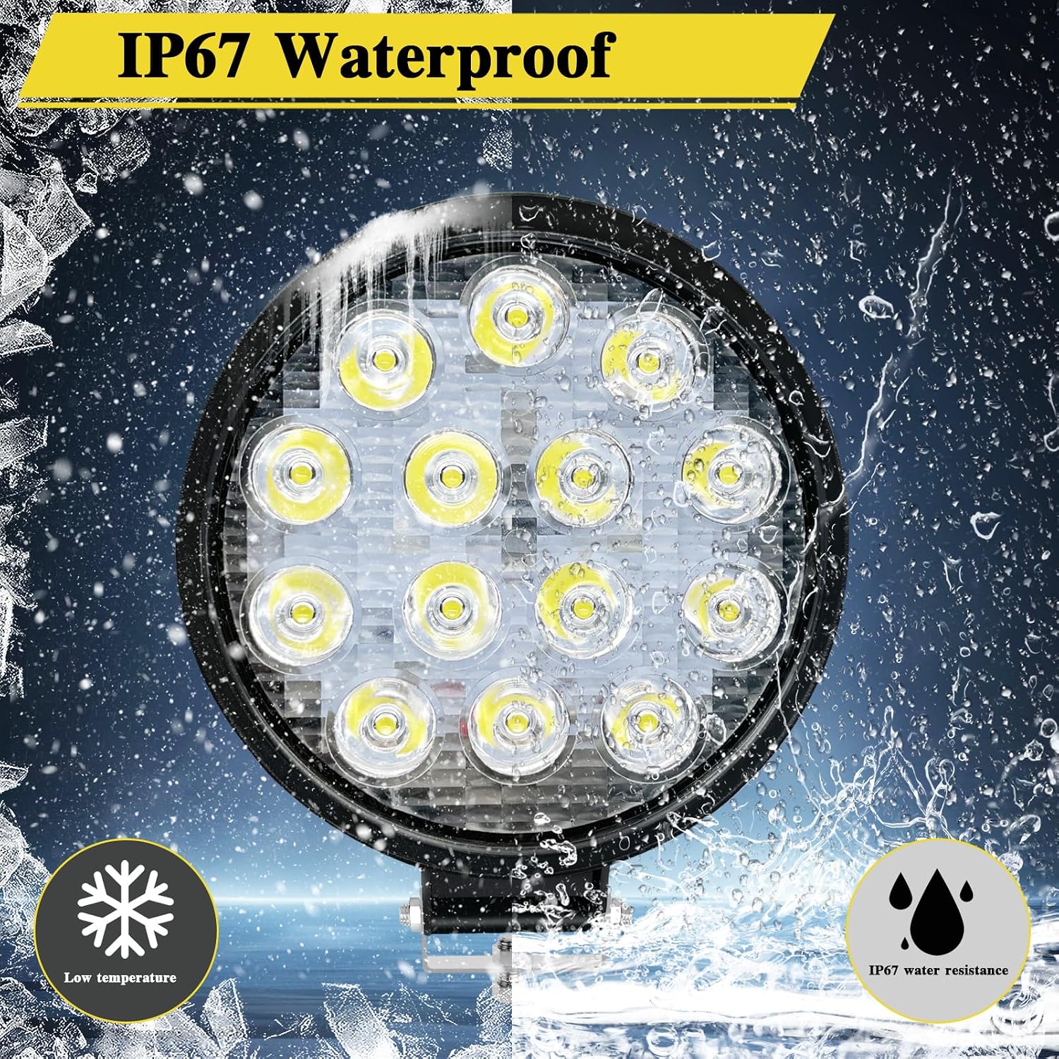 WINBANG LED Work Lights for Trucks, 4 Inch 42W LED Pod Lights, 12V 24V Spot Beam Round Light Off-Road Led Light Fit for Trucks ATV SUV UTV 4WD Boat Tractor Snowblower (60 Pack-42W)