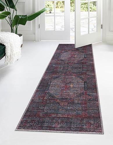 Unique Loom Mangata Collection - Alfombra de área Melissa (Runner 2' 0" x 5' 0", rojo y negronaranja)