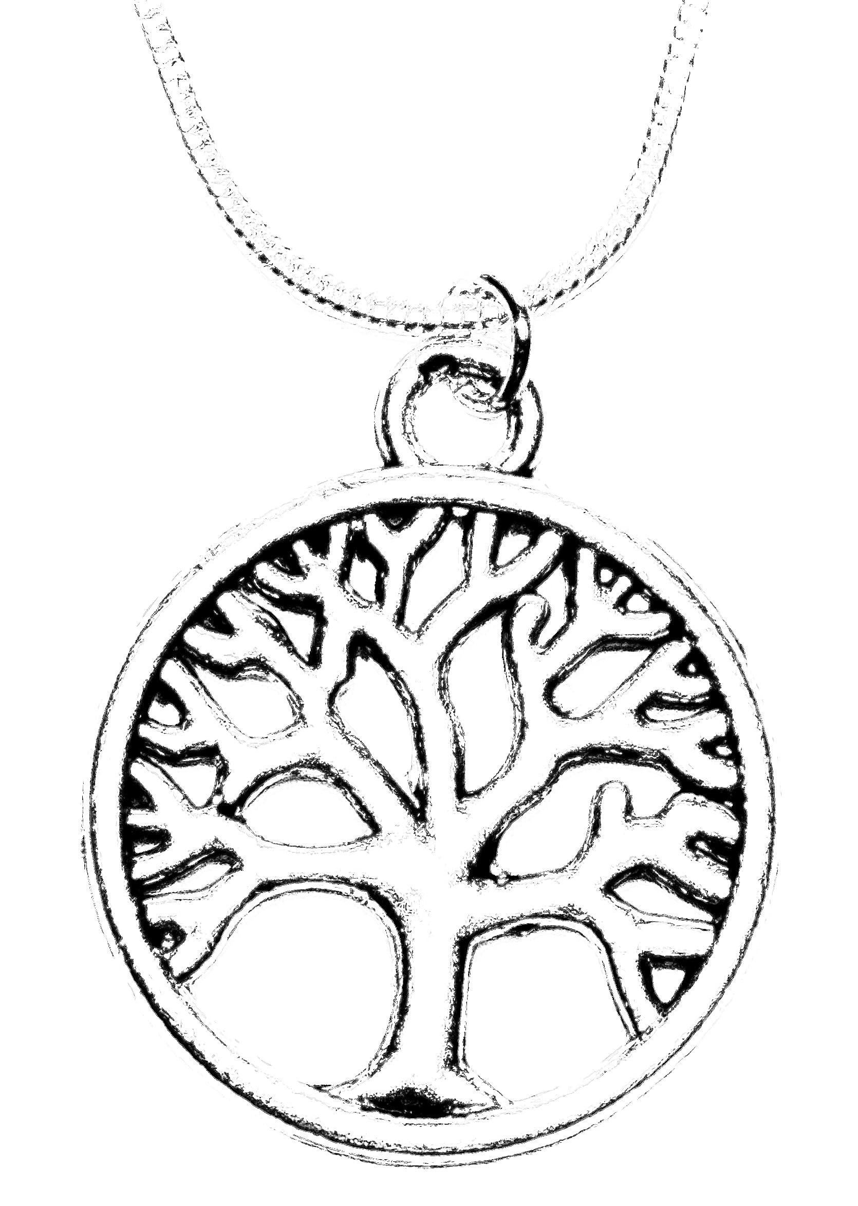 Silver tree of life charm necklace