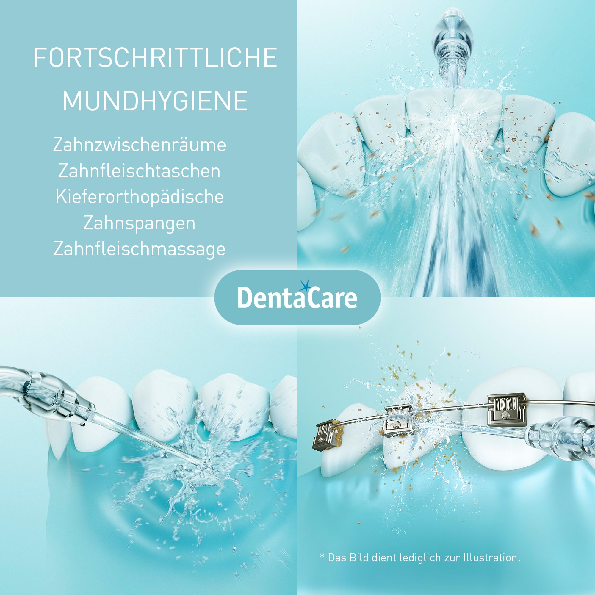 Panasonic EW1614AW503-PACK Familien-Munddusche, Munddusche für Zähne, Ultraschallstrahl, Kindermodus, 10 Druckeinstellungen, IPX7, Kieferorthopädie, 5 Düsen, Netzbetrieb, Weiß