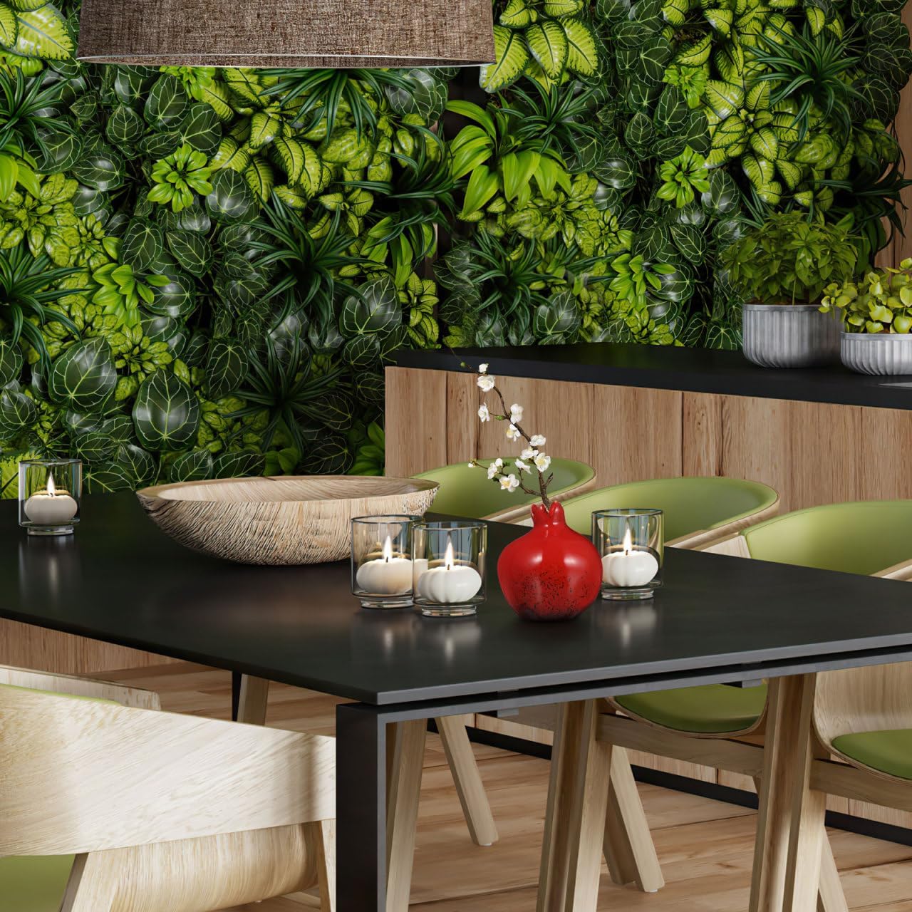 HOMSFOU Ceramic Pomegranate Ornament - Red Decorative Fruit Vase for Tabletop Home Decor, for Flower Arrangement (Pack of 2)