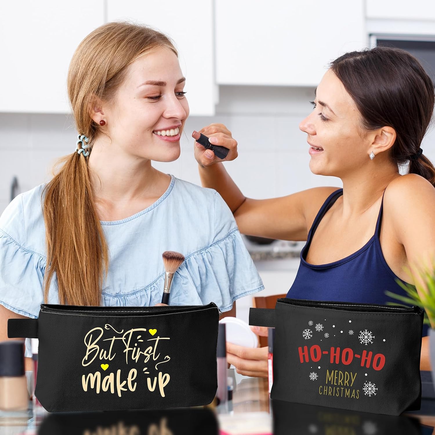 Reginary 60 Pieces Black Canvas Makeup Bags Bulk Portable Travel Cosmetic Pouch Multipurpose Blank Toiletry Bag with Zipper for Women DIY Craft Valentine's Day Gifts(9.8 x 5 x 2 Inch) - Image 4