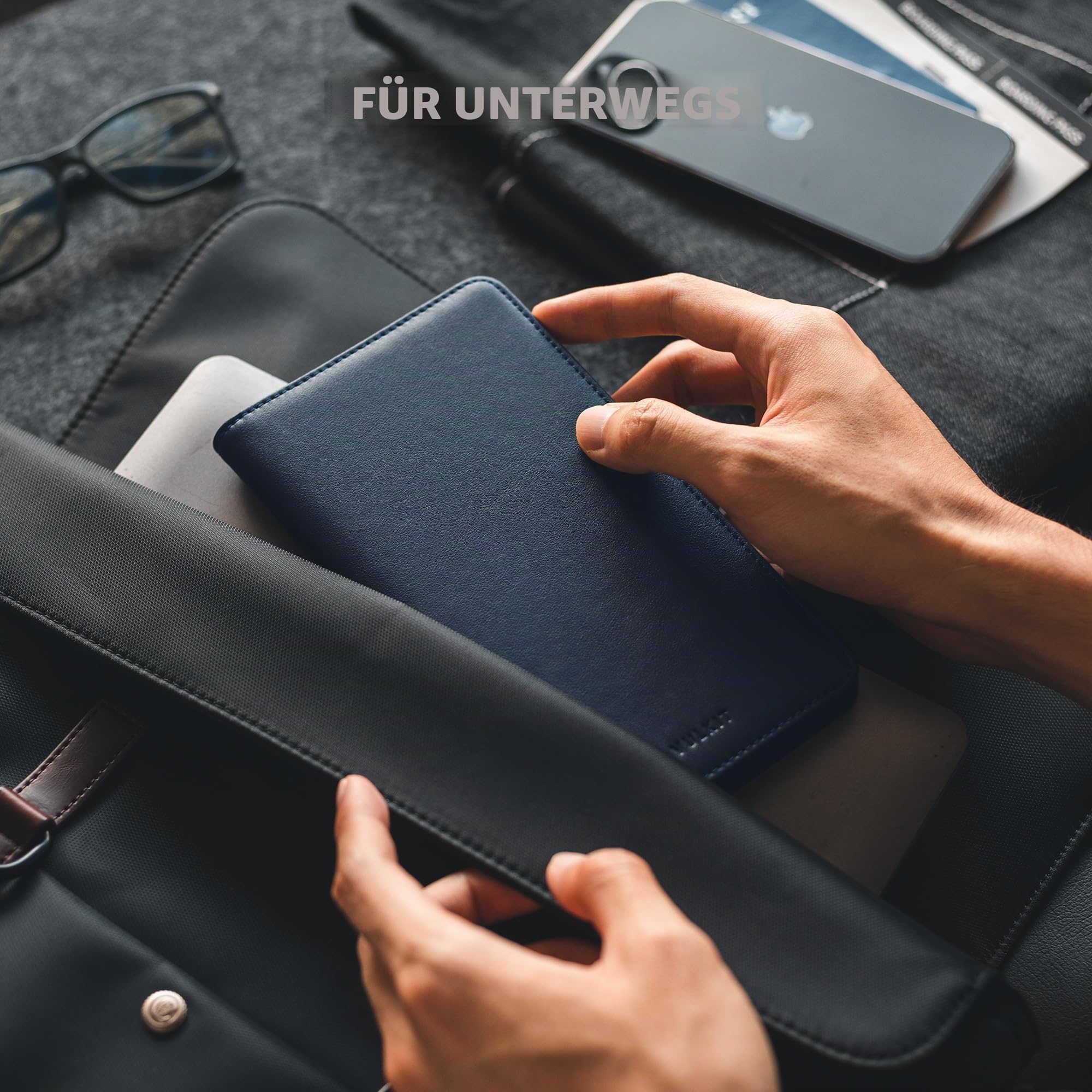 VULKIT Reisepasshülle Reisebrieftasche, Reisepasshülle aus Leder RFID-blockierender Reisedokumenten-Organizer für Frauen und Männer