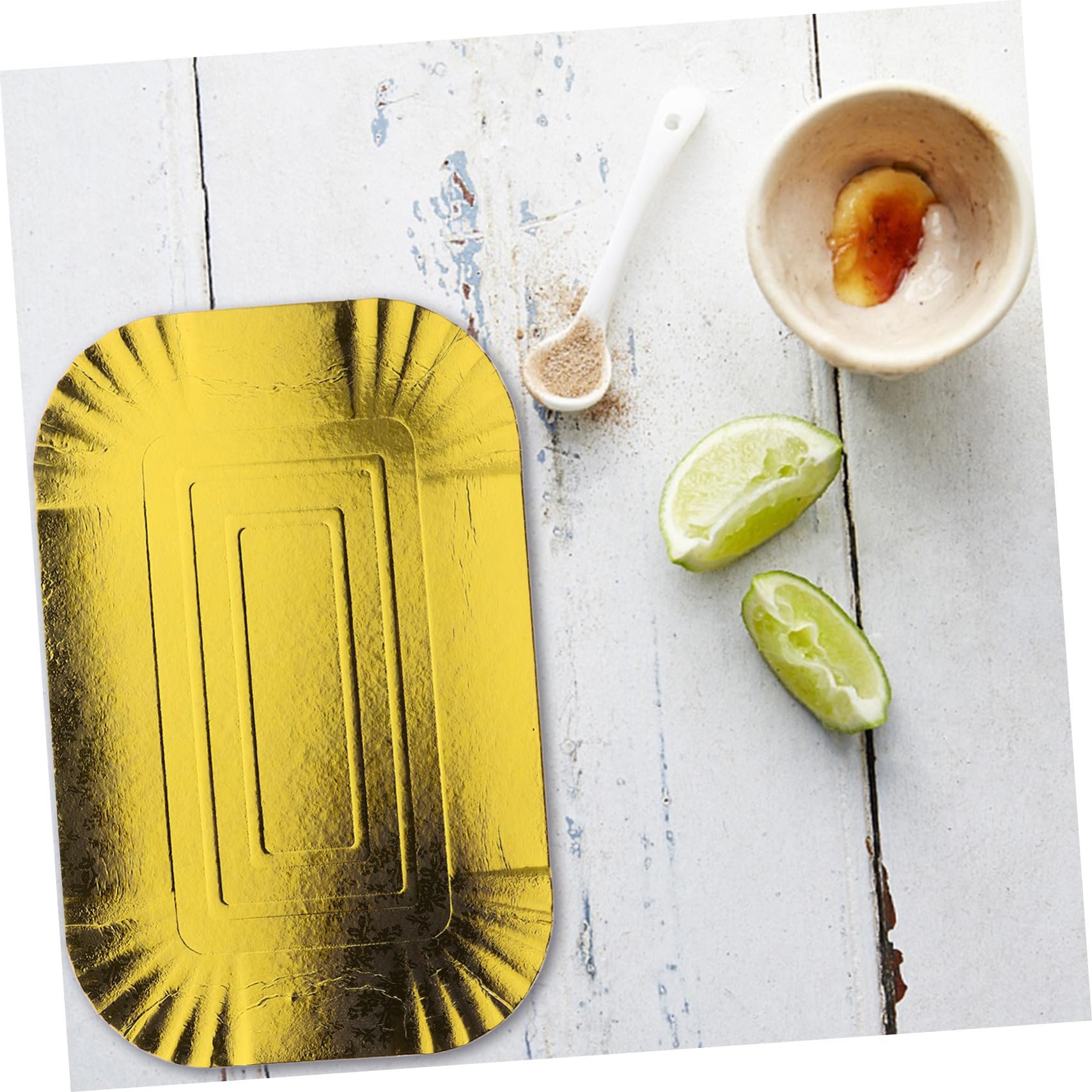 Platos Desechables de Papel Aluminio Dorado, 10, Bandeja para Banquetes