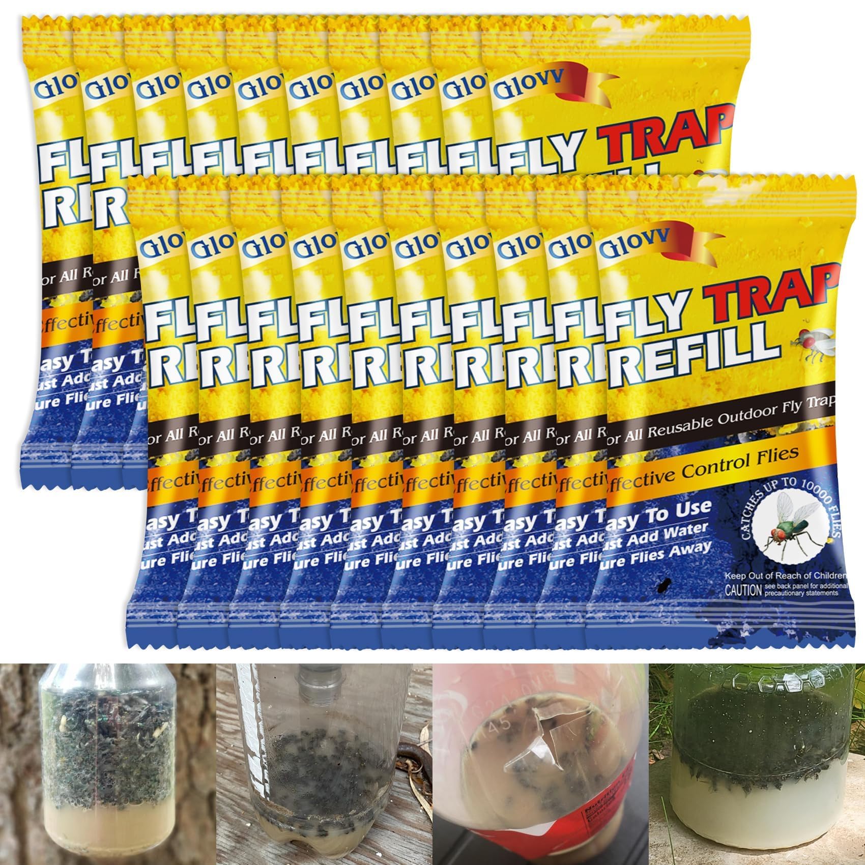 20 Pack Fly Trap Bait Refills, 20x30g Magnet Biting Attractant for Outdoor