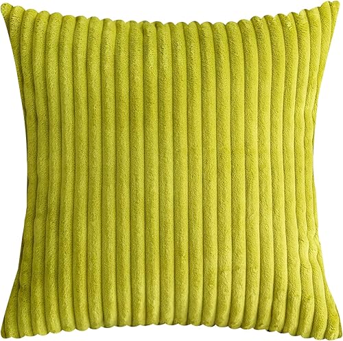 Miniatura 9 de TangDepot, Juego de 2 fundas de almohada decorativas de pana a rayas grandes de terciopelo de felpa suave, fundas europeas, fundas de almohada