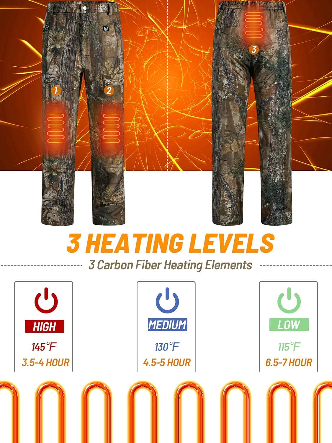 NEW VIEW Heated Hunting Pants for Men, Camo Pants with 10000mAh Battery Powered, Fleece Lined&Insulated for Cold Winter - Image 4