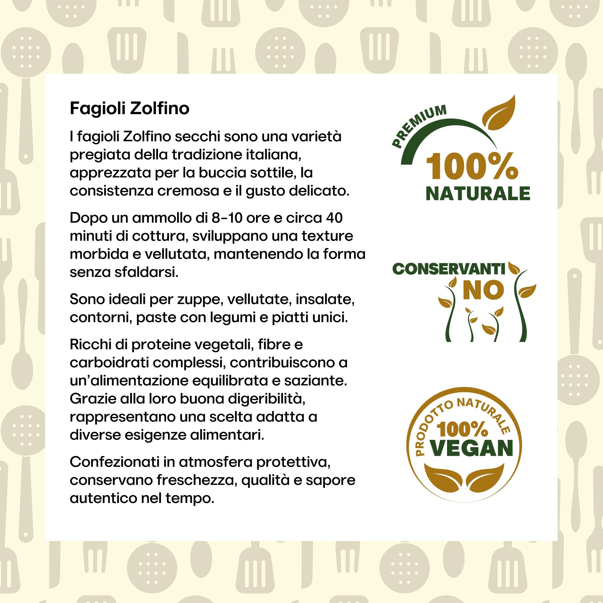 Il Contadino - Antichi Sapori | FAGIOLI ZOLFINO | Legumi Secchi, Ricchi di Proteine Vegetali e Fibre, Legumi Naturali di Qualità Premium, Senza Conservanti, Confezione Salva Freschezza (5 Kg)
