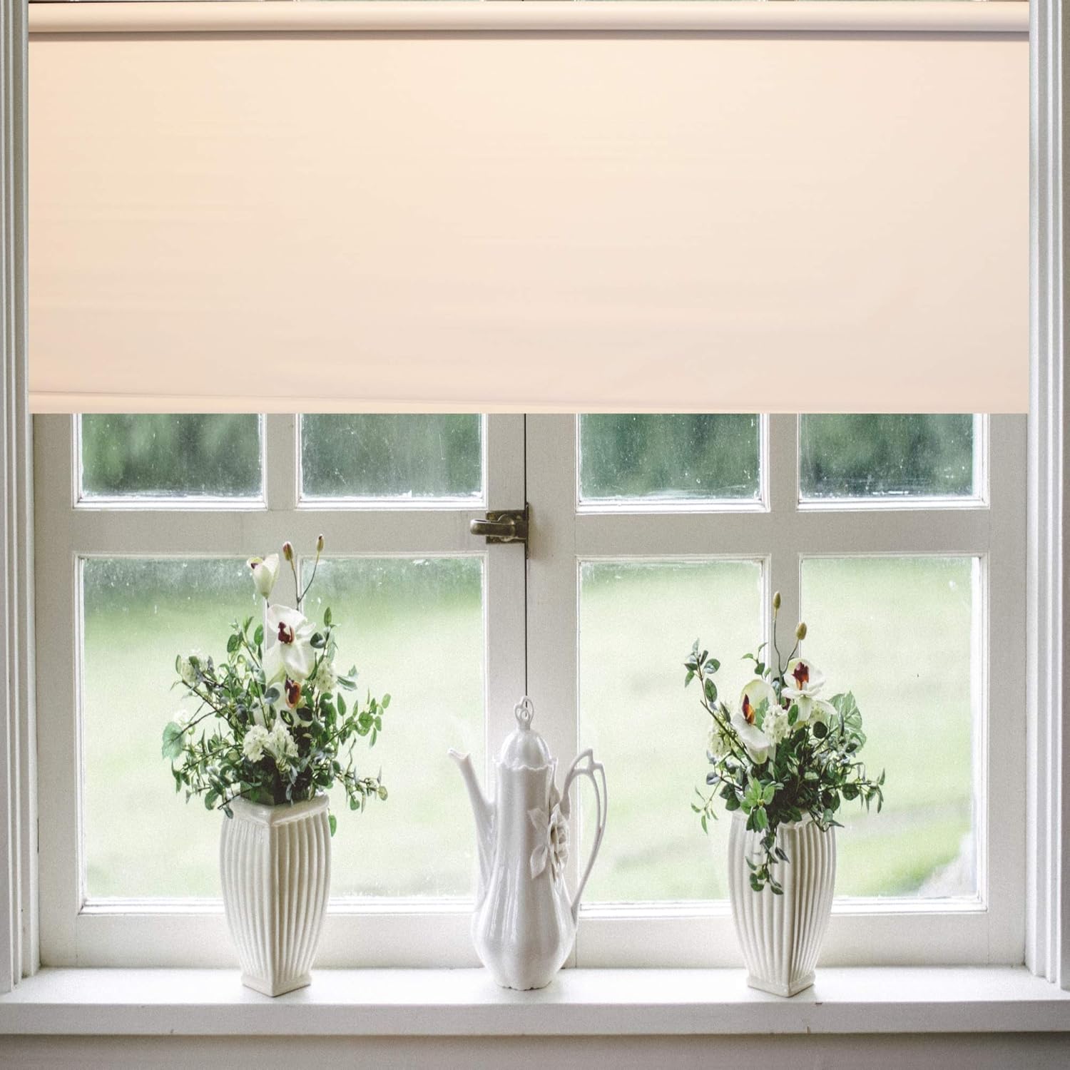 Blinds for Windows Blinds Vinyl Roller Shade - Easy to Install Cordless Room Darkening Roller Shades for Indoor Windows - Block Out Light & UV, Thermal, Pull Down and Up (Woven Taupe, 37.25Wx72L)