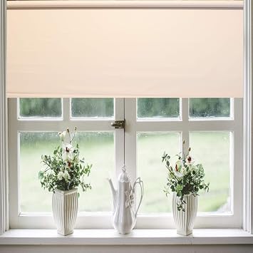 Blinds for Windows Blinds Vinyl Roller Shade - Easy to Install Cordless Room Darkening Roller Shades for Indoor Windows - Block Out Light & UV, Thermal, Pull Down and Up Alabaster, 73.25Wx72L