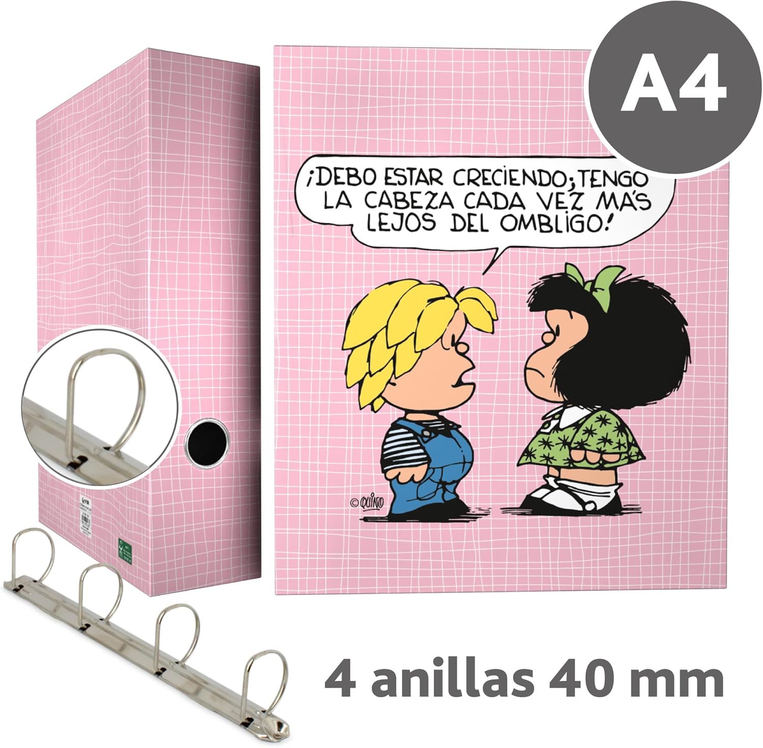 Grafoplás 88172612 Collection Mafalda 4-Ring Binder 40 mm, Multicolor, A4