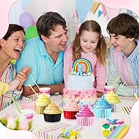 Vista 6 de Dandat Paquete de 300 tazas de papel de aluminio con tapa, molde para hornear pasteles de 5 onzas, desechables Ramekin para cupcakes, tazas