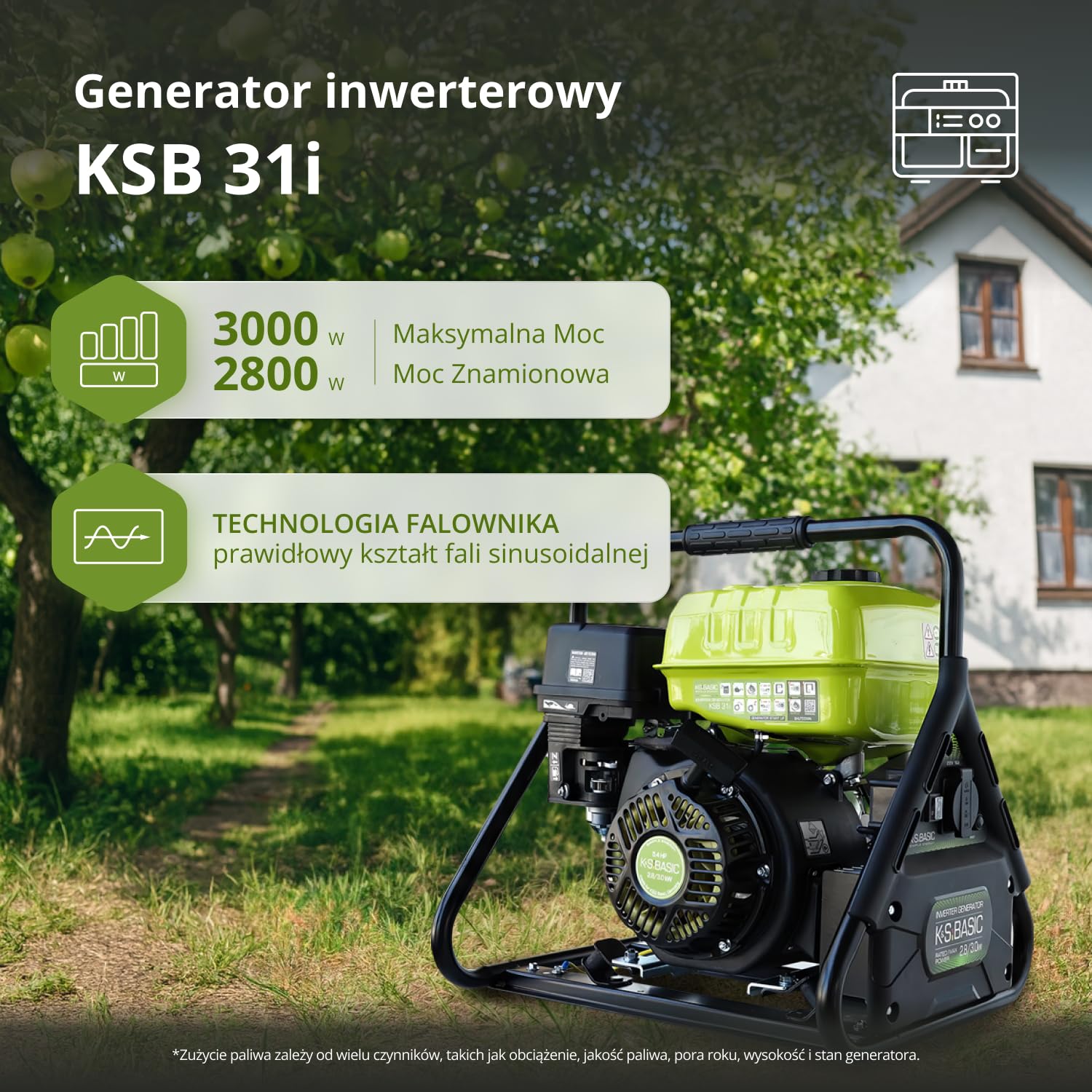 K&S Basic KSB 31i Generator inwerterowy 3,0 kW, bezpieczny dla wrażliwych urządzeń, generator prądu awaryjnego o kompaktowej konstrukcji, generator inwerterowy z miedzianym uzwojeniem