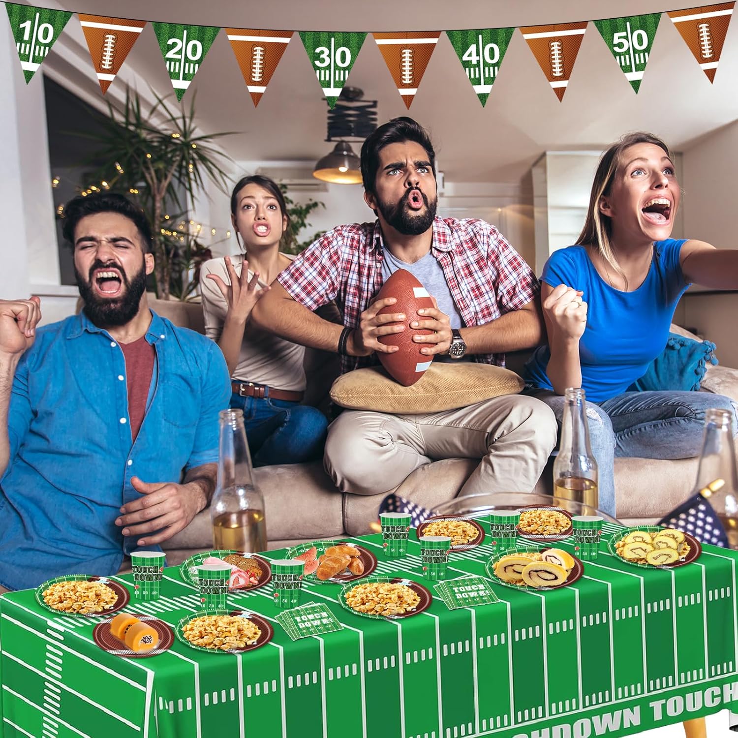Football Party Decorations 98Pcs Football Birthday Party Suppiles Set Include Plates and Tablecloth Sport Theme Party Favors Kit - Image 6