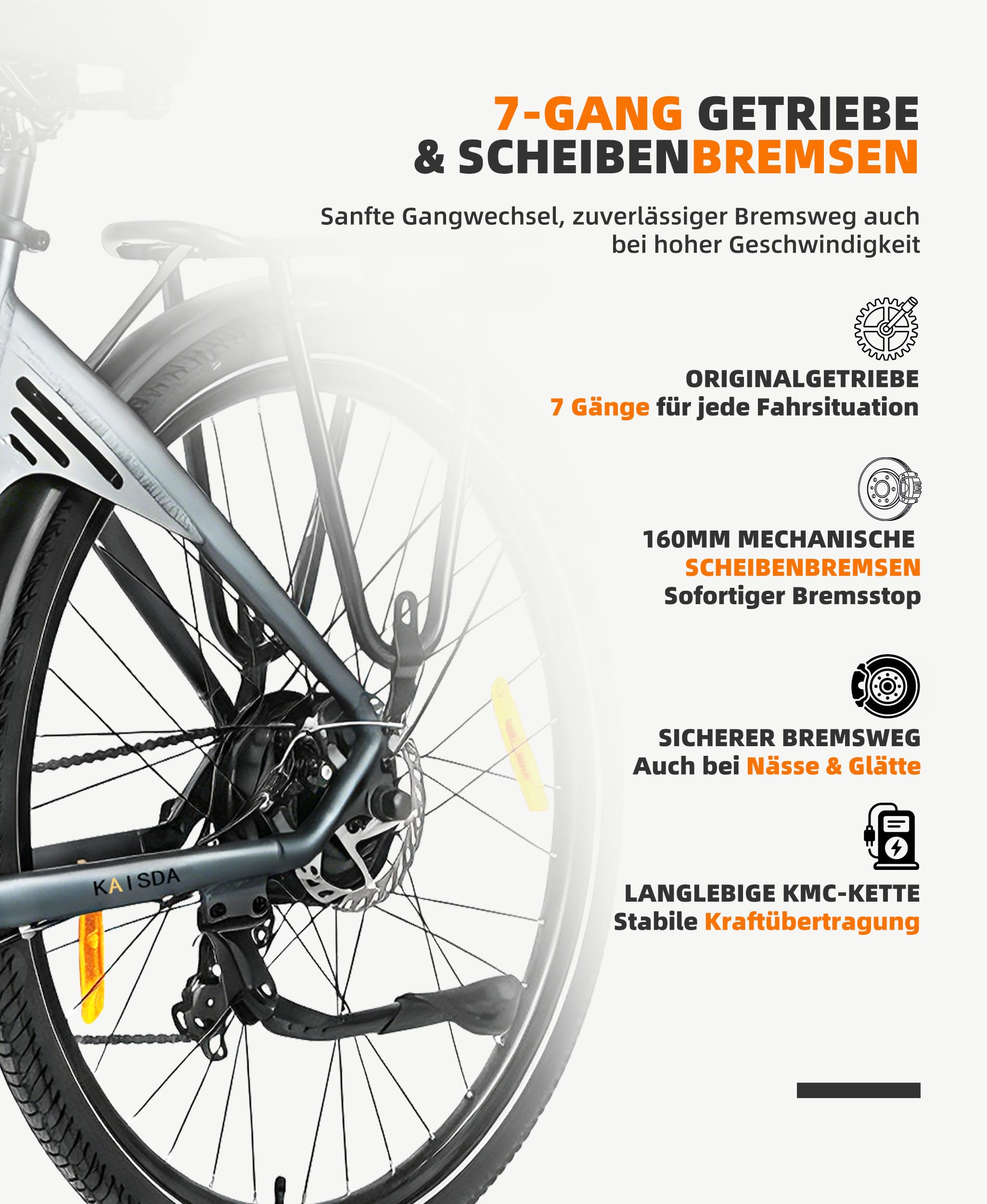 City E-Bike Damen 26/28 Zoll, Pendler E-Bike Herren Damen, mit 36V 20Ah Akku, bis 80 km, 250W 50Nm Motor, 7-Gang, LCD-Display