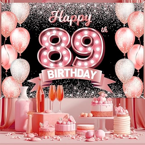 Vista 28 de Happy 21st Birthday Rose Gold Banner Backdrop Cheers to 21 Years Old Confetti Balloons Theme Decor Decorations for Women 21 Years Old Pink Birthday