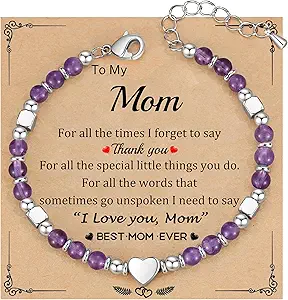 Christmas Gifts for Women, Stocking Stuffers for Teens Beaded Bracelets for Women Gifts for Mom Christmas Gift Mothers Day Gift for Grandma Daughter Bonus Mom Nature Stone Bead Bracelet Graduation Jewelry for Her 2026