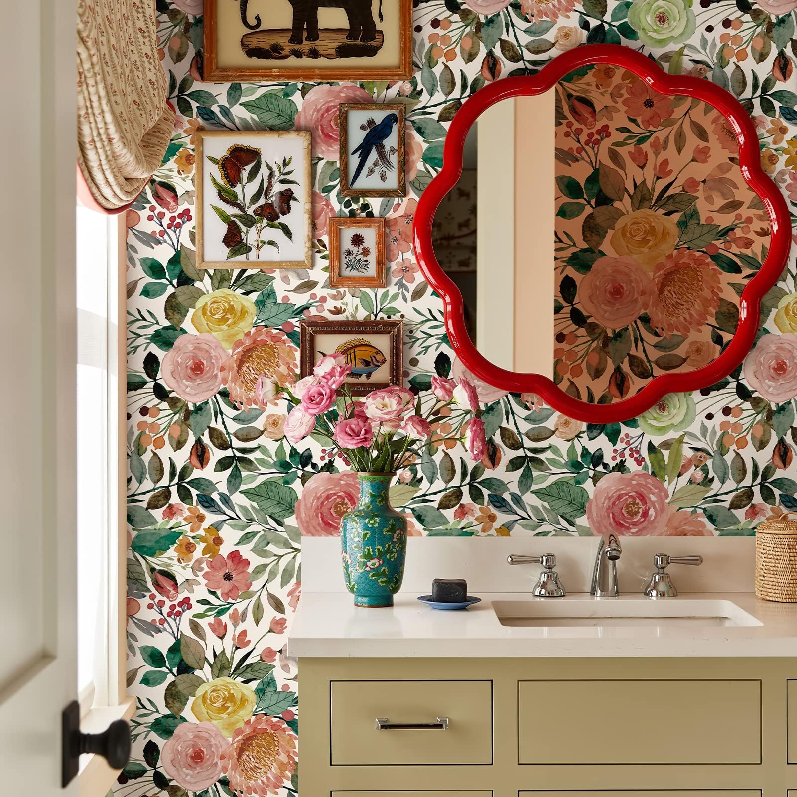 Snapklik.com : JiffDiff Floral Wallpaper Peel And Stick Removable ...