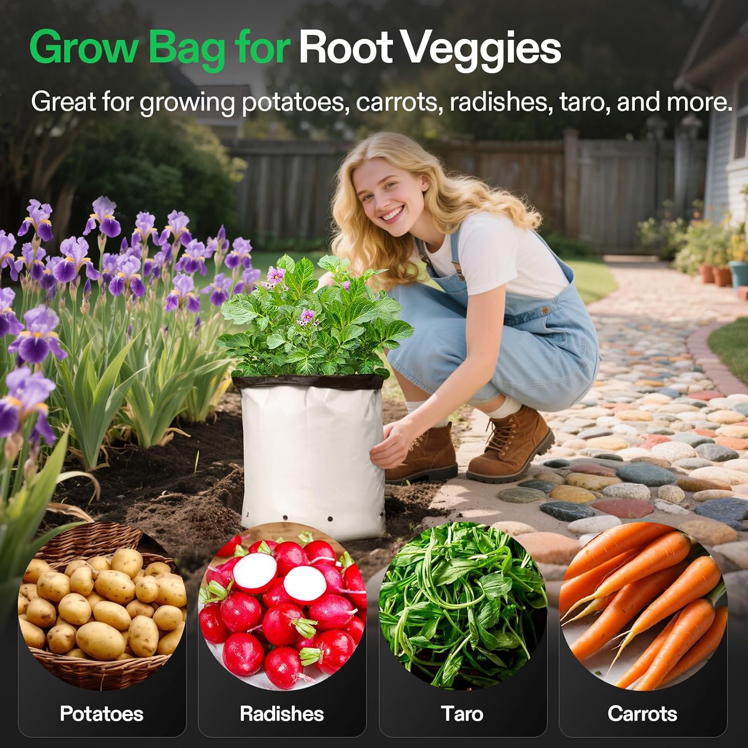 VIVOSUN 50-Pack 3 Gallon Grow Bags for Plants, Black-and-White Thick Plastic Bags for Potting Seedlings, and Rooting - Image 4