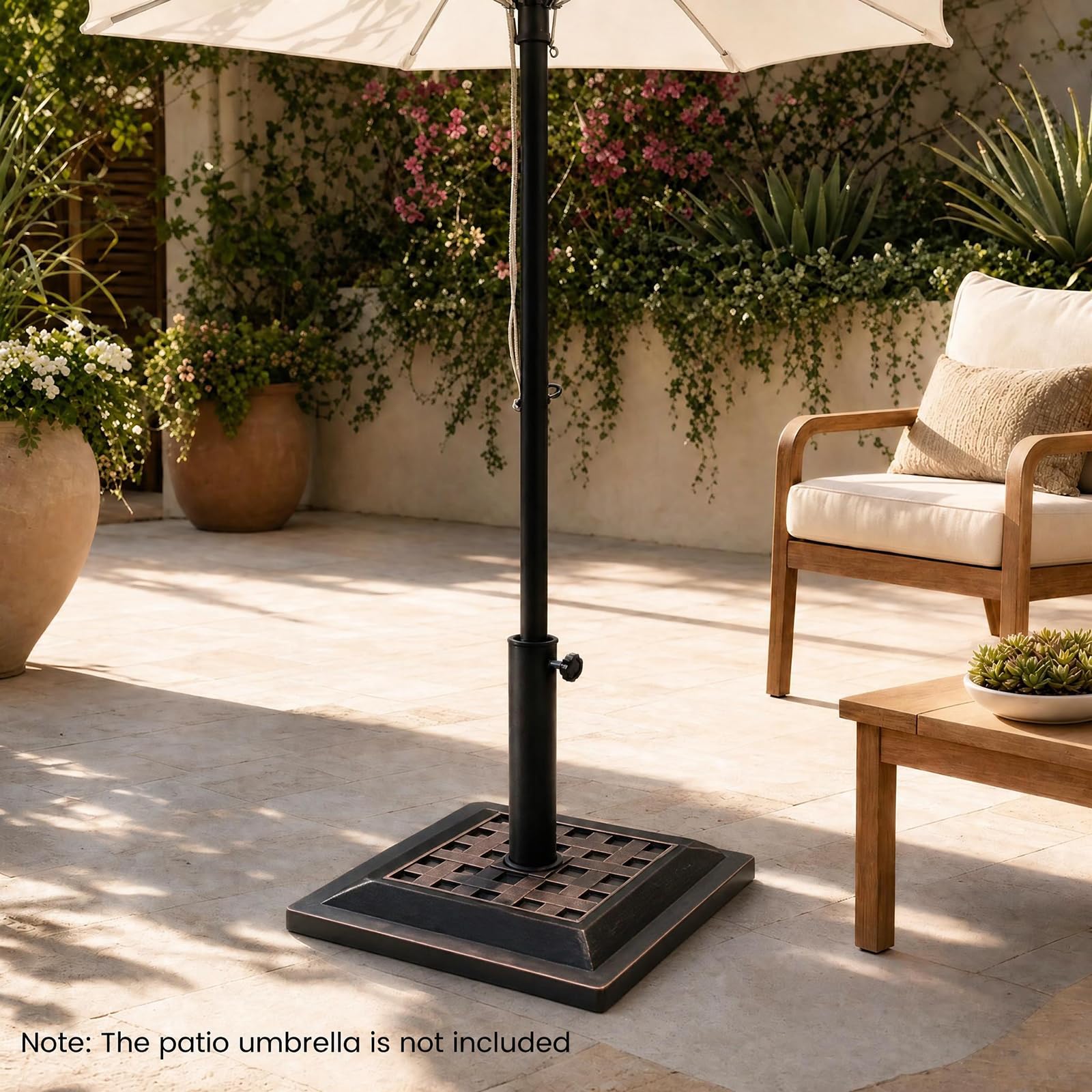 GIANTEX Patio Umbrella Base 27 lbs, Square Outdoor Stand, Antique Bronze