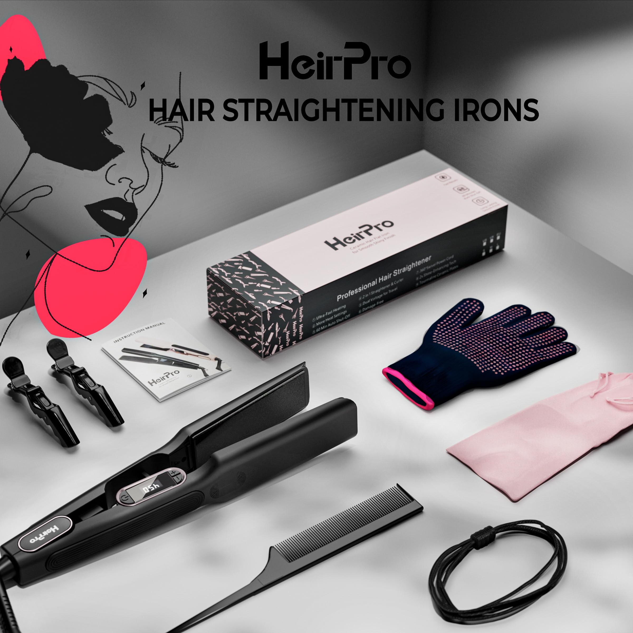 Amazon.com : HeirPro Ceramic Flat Iron Hair Straightener with 3D