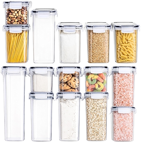 Conjunto Kit 15 Potes Mantimentos Herméticos para Cozinha e Despensa, Tampa com Vedação Si... Conjunto Kit 15 Potes Mantimentos Herméticos para Cozinha e Despensa, Tampa com Vedação Si...