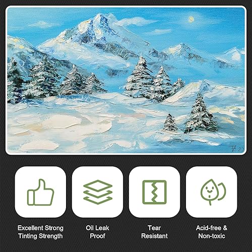 Miniatura 5 de Ctosree Paquete de 2 lienzos estirados para pintura, lienzo grande de algodón negro, lienzo grande con triple imprimado, lienzos en blanco para