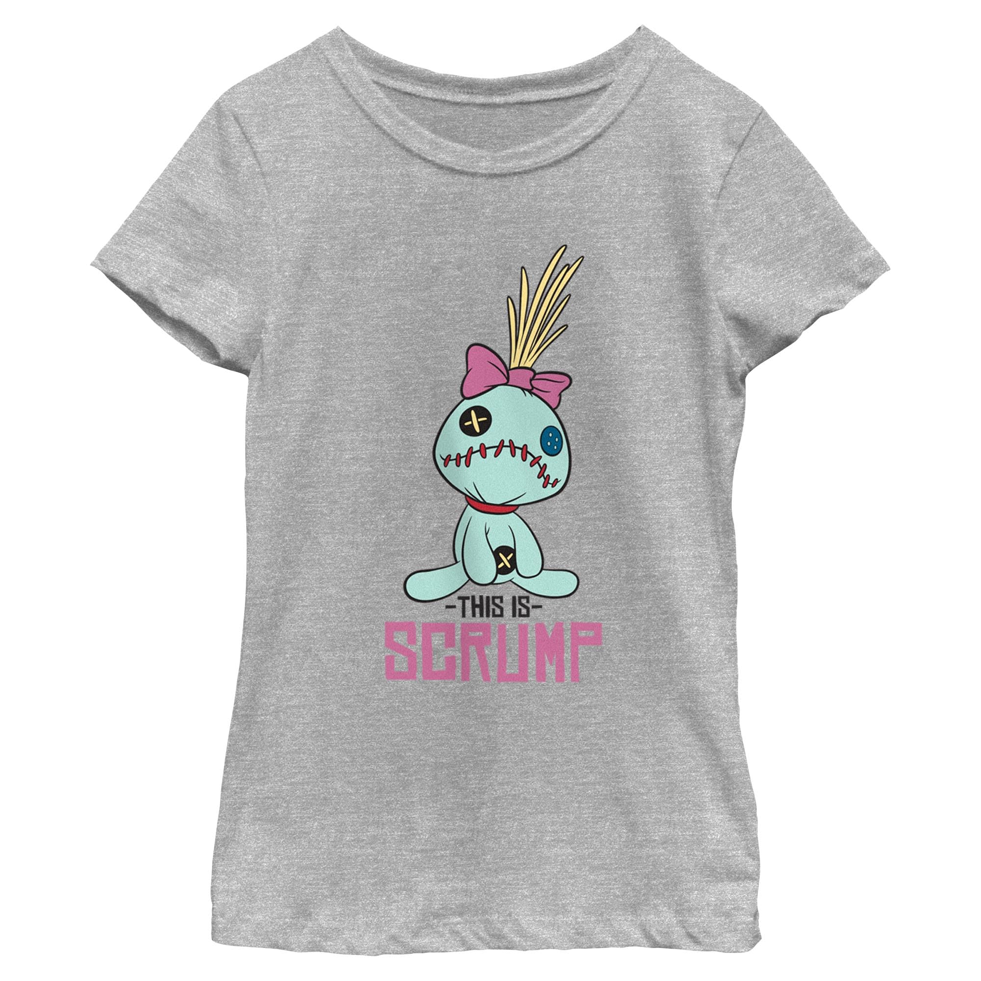 Disney Lilo & Stitch This is Scrump Girl's Crew Tee, Athletic Heather, XS, Athletic Heather, XS