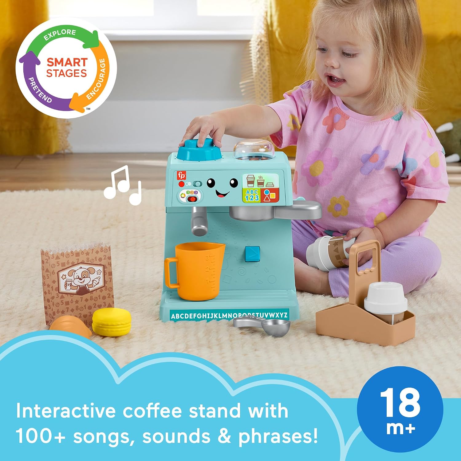 Fisher-Price, Minha Primeira Máquina de Café com 3 Níveis de Aprendizado, 10 Acessórios e +100 Músicas e Sons, Brinquedo para Bebês, A partir de 18 meses Fisher-Price, Minha Primeira Máquina de Café com 3 Níveis de Aprendizado, 10 Acessórios e +100 Músicas e Sons, Brinquedo para Bebês, A partir de 18 meses