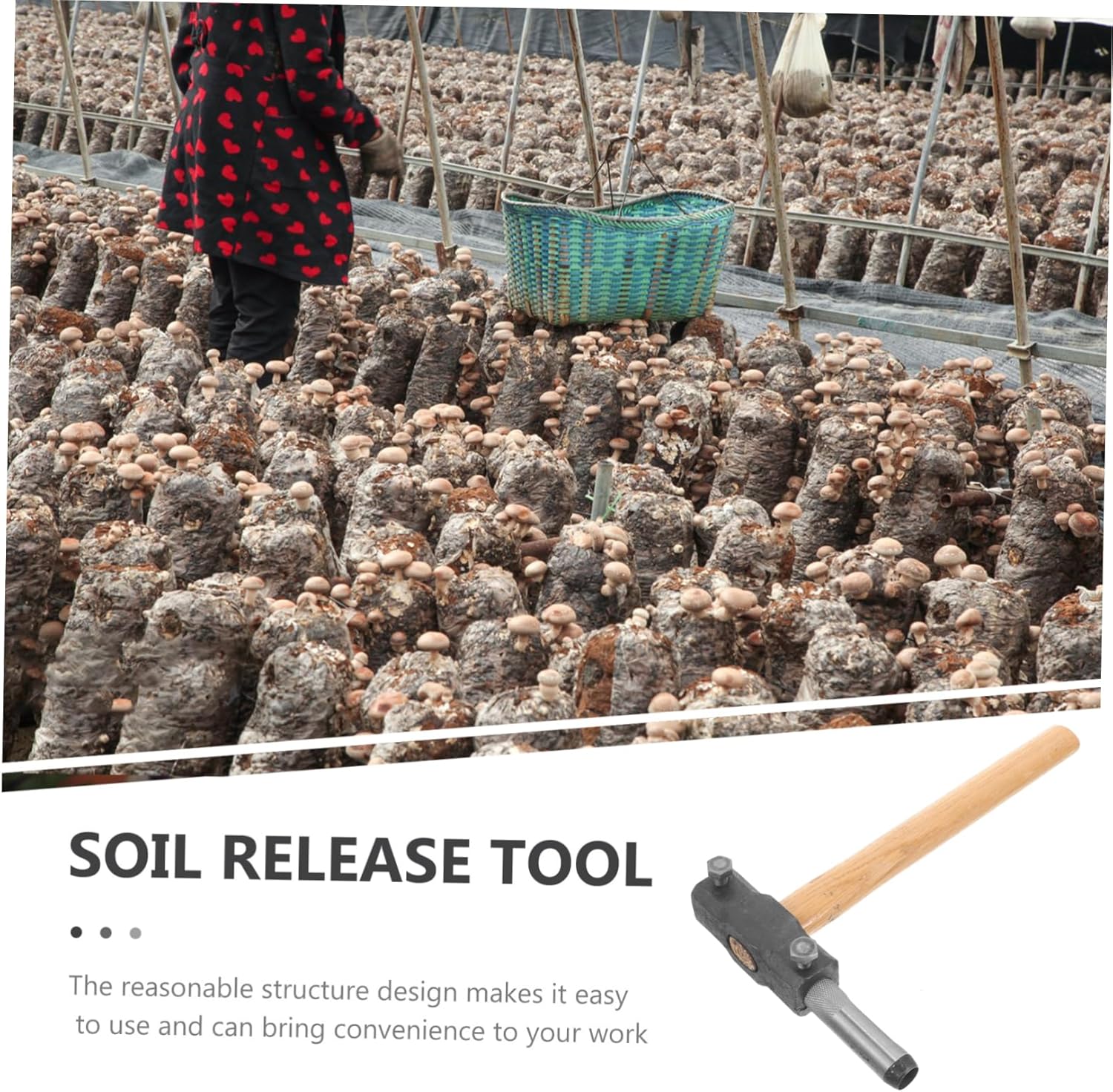 SUPVOX Efficient Mushroom Log Planting Hammer Double-head Mushroom Spawn Puncher Durable Wood Iron Construction