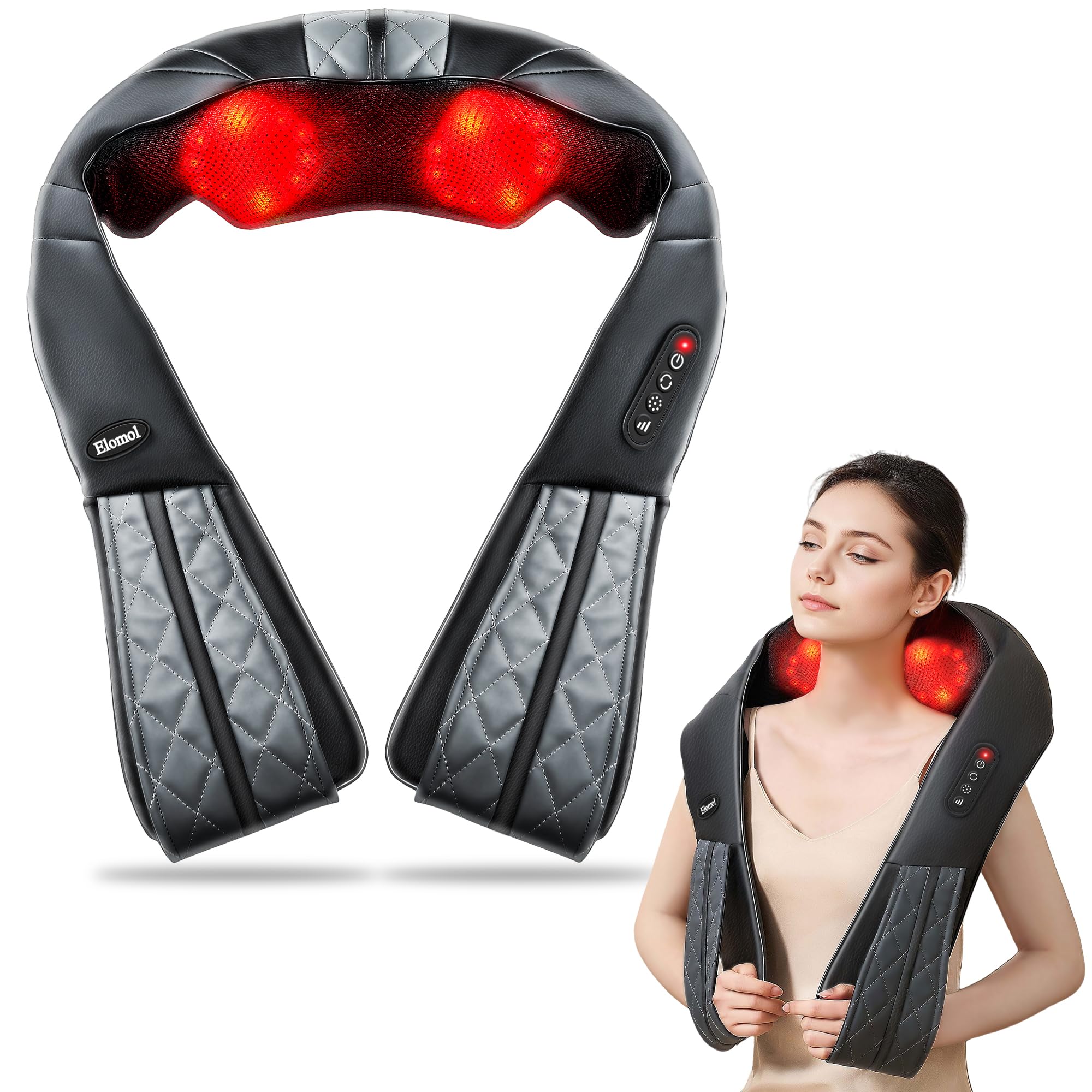 Neck Shoulder Massager with Heat - Cordless Back and Neck Massage Pain Relief Deep 5D Tissue Shiatsu Kneading Massager for Shoulder Back Leg Gifts for Mom Dad Men Women Her Him