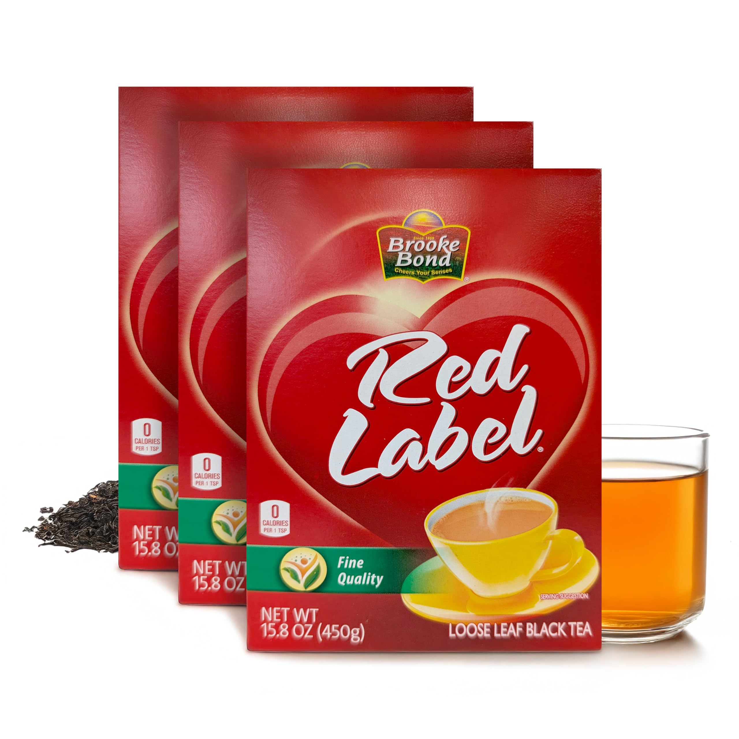 Red Label Tea by Brooke Bond | Loose Leaf Tea | Black Tea | Compatible for Chai & Milk | Premium Blend | Refreshing Taste | 450 Grams (Pack of 3)