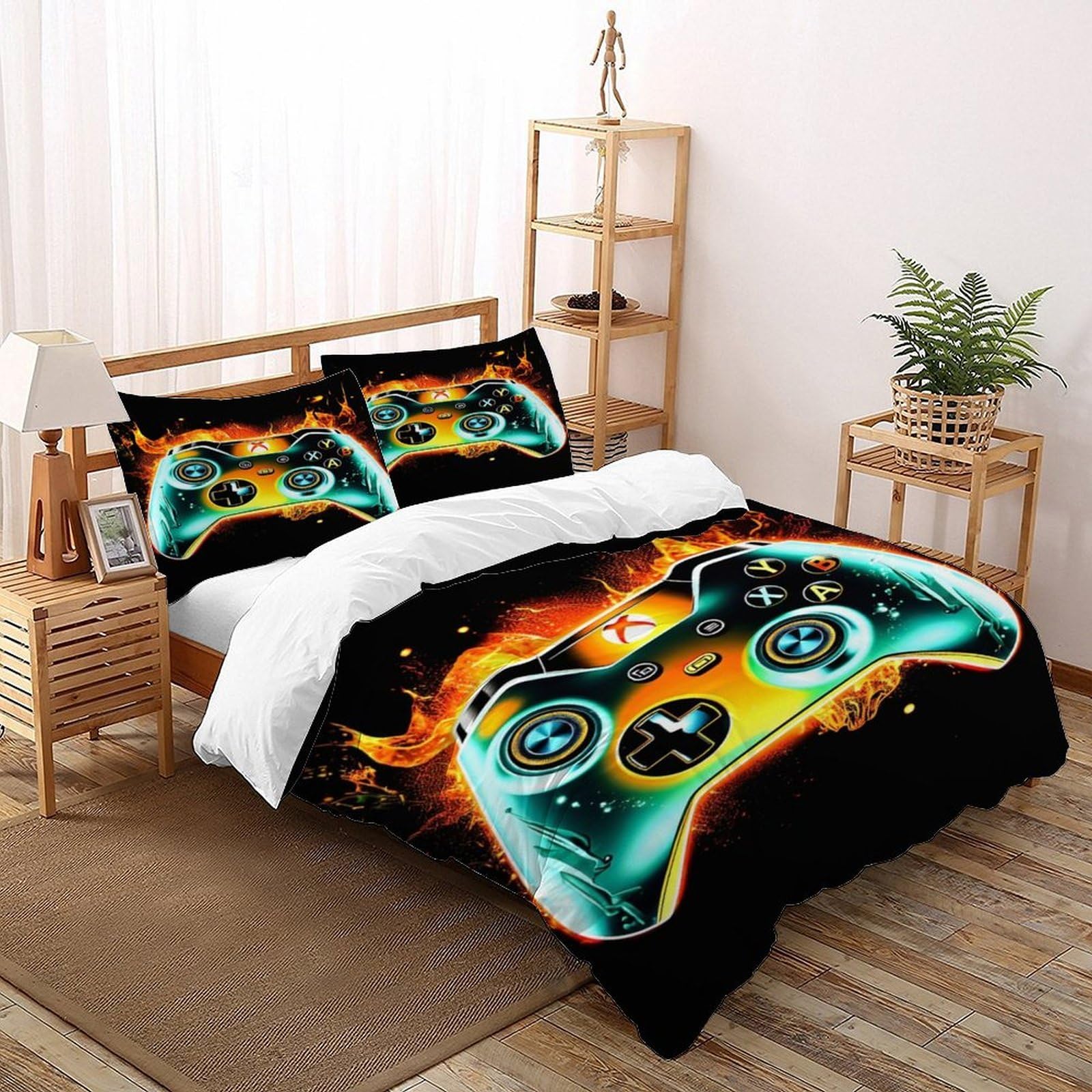 Contrôleur feu imprimé parure de lit 3 pièces pour couette 200x200cm